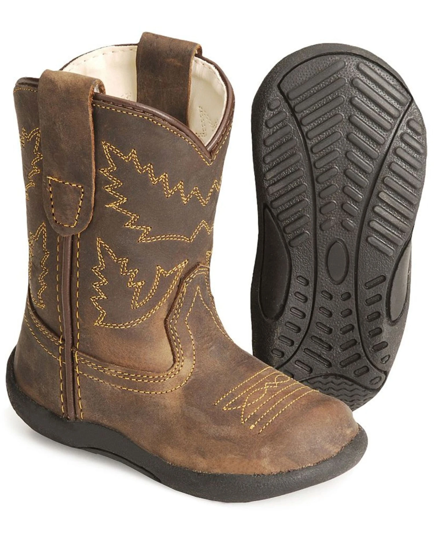 Old West Toddler Boys' Crazy Horse Boots - Round Toe - Image 2