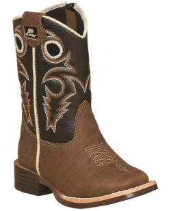 Double Barrel Toddler Boys' Brown Trace Zipper Western Boots - Square Toe 