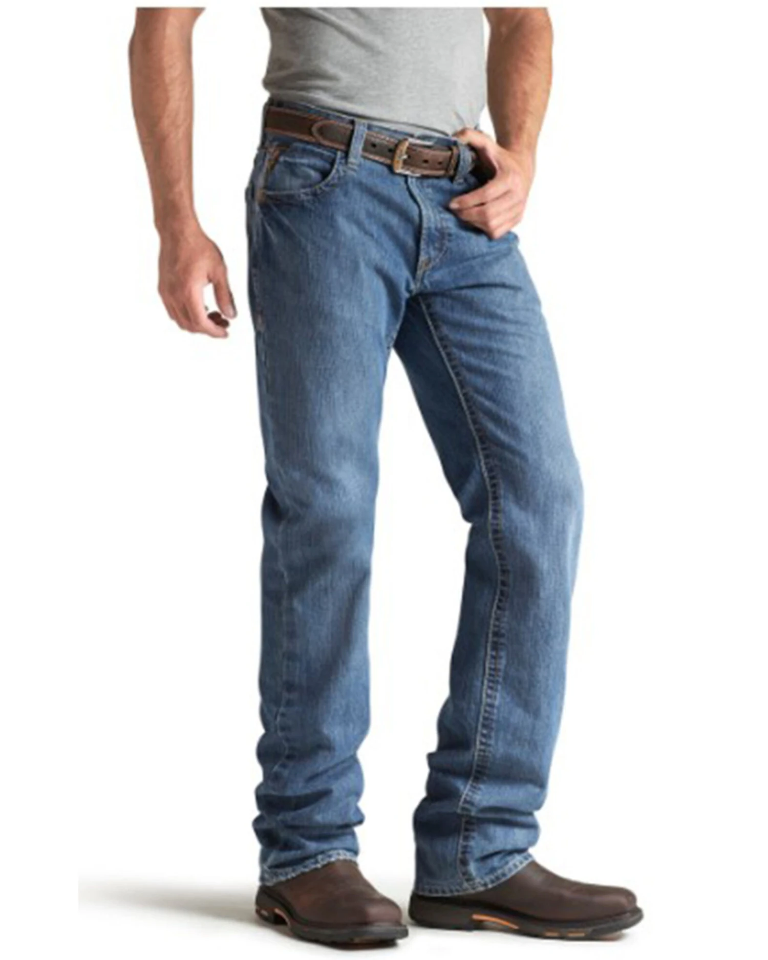Ariat Men's FR M3 Medium Wash Loose Basic Stackable Straight Leg Jean -Â Big
