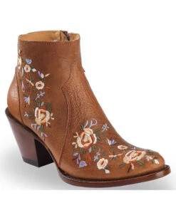 Shyanne Women's Millie Floral Embroidered Booties - Round Toe 