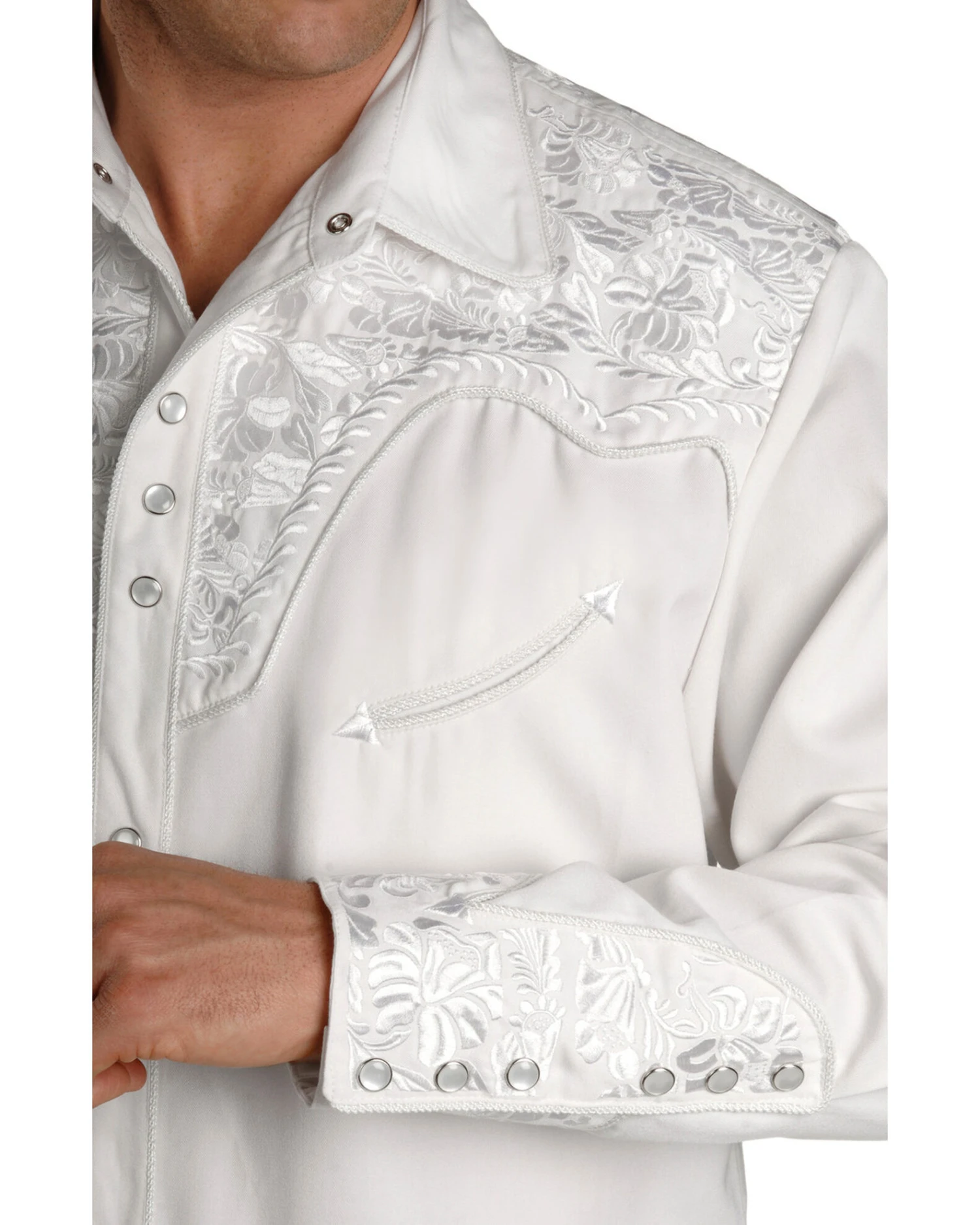 Scully Men's Embroidered Gunfighter Long Sleeve Western Shirt - Image 2