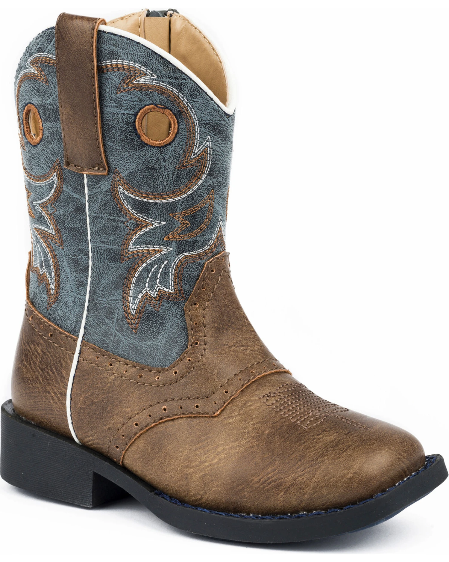 Roper Toddler Boys' Daniel Distressed Saddle Vamp Western Boots - Square Toe