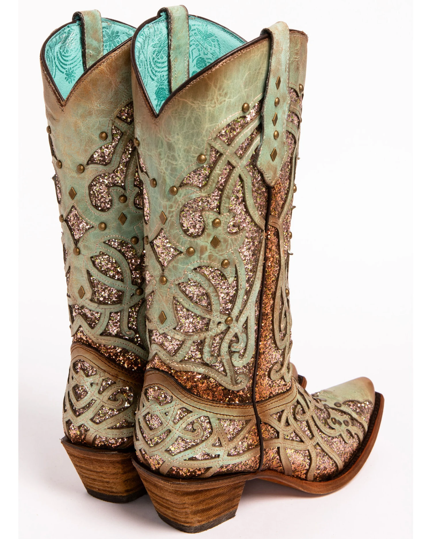 Corral Women's Mint Glitter Inlay Western Boots - Snip Toe - Image 7