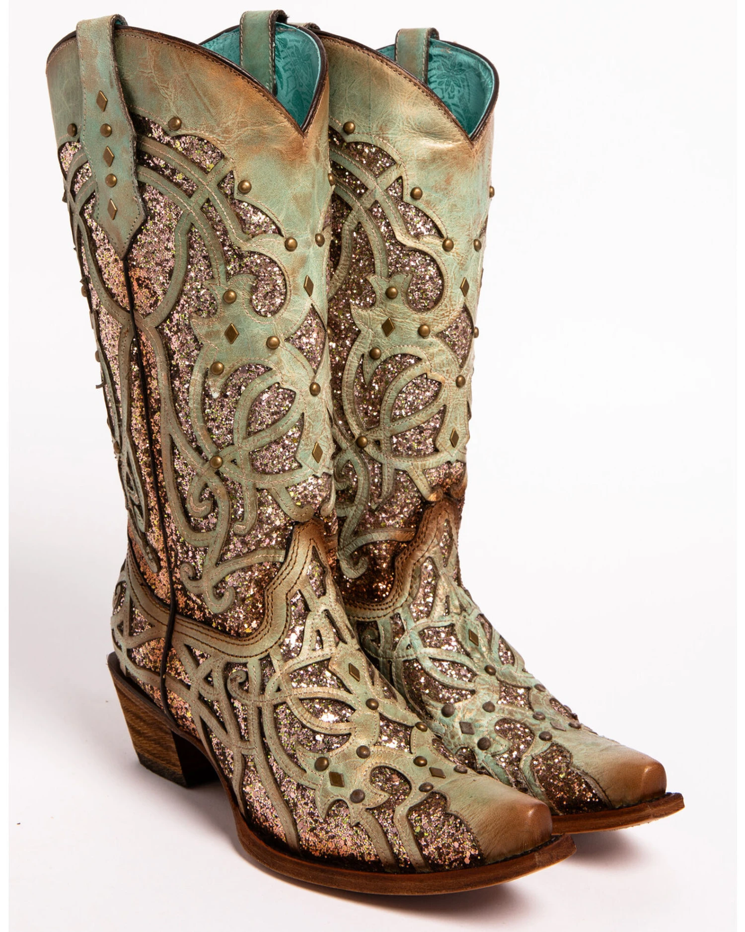 Corral Women's Mint Glitter Inlay Western Boots - Snip Toe - Image 4