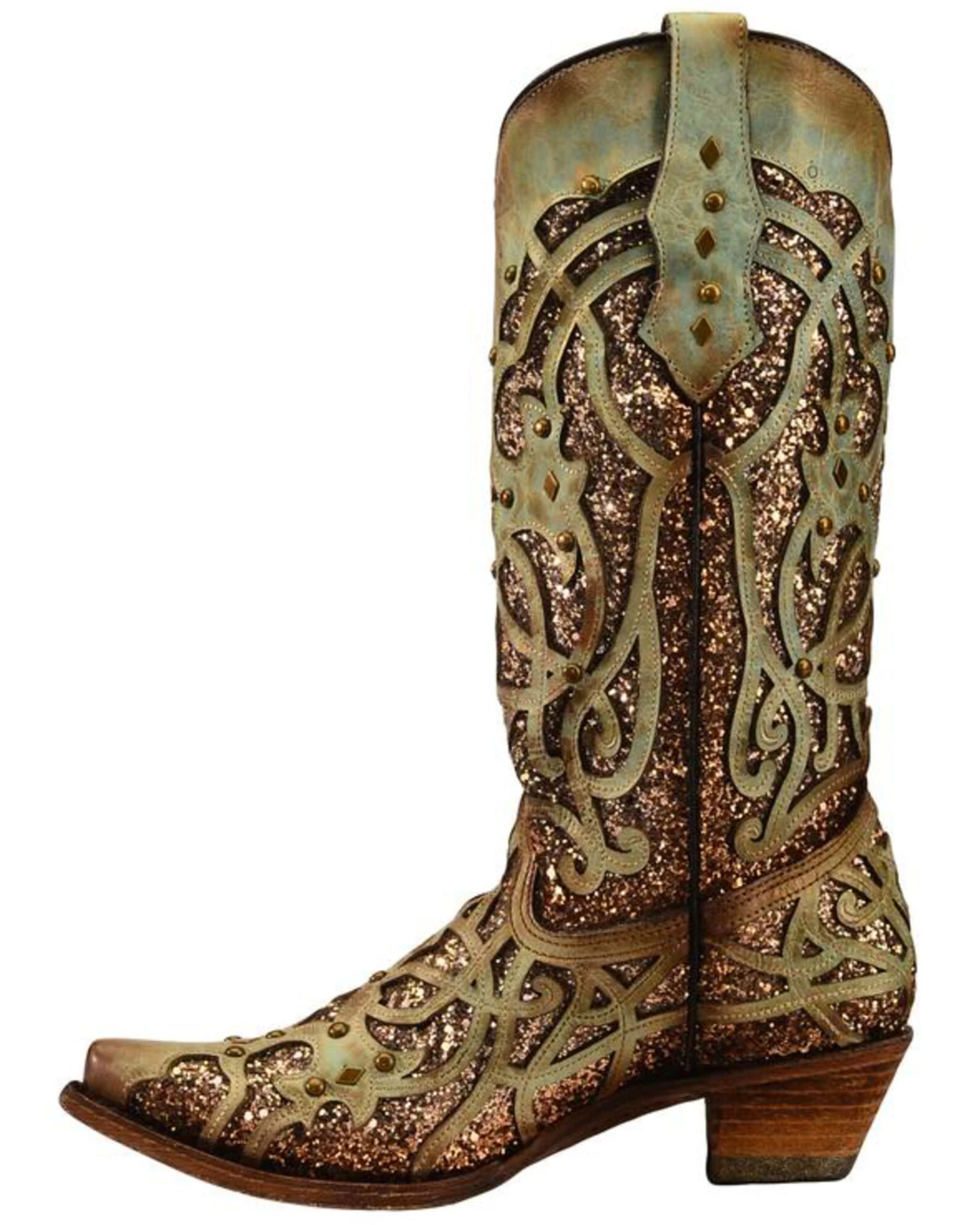 Corral Women's Mint Glitter Inlay Western Boots - Snip Toe - Image 3