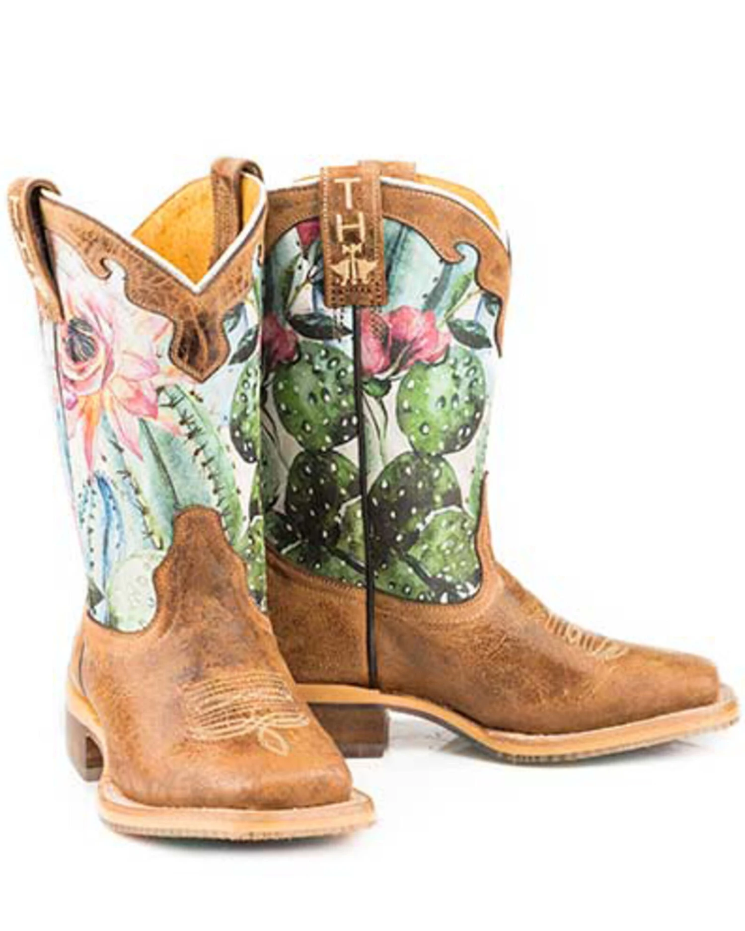 Tin Haul Girls' Cactilicious Embroidered Western Boots - Square Toe