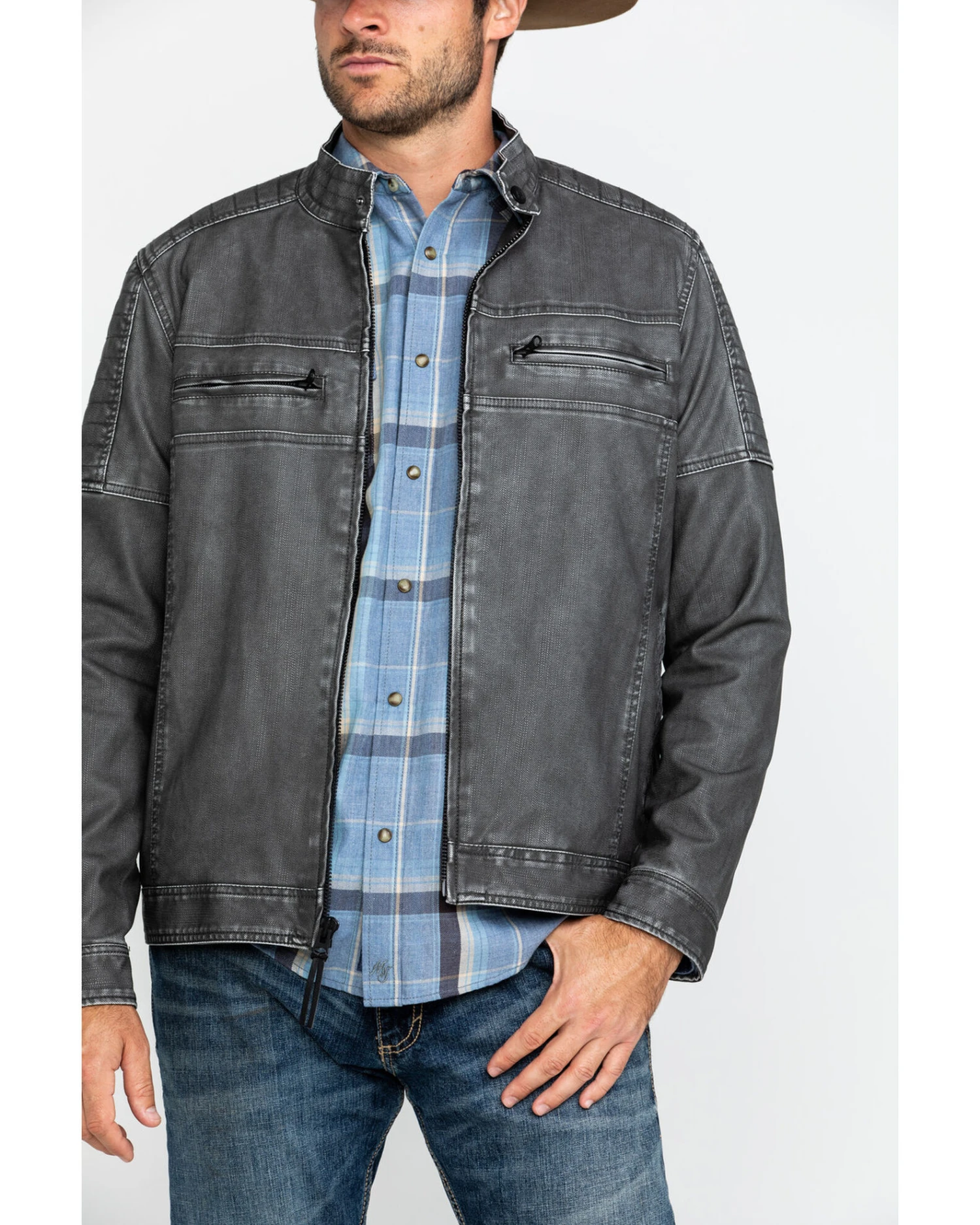 Moonshine Spirit Men's Gearhead Washed Faux Leather Moto Jacket - Image 5