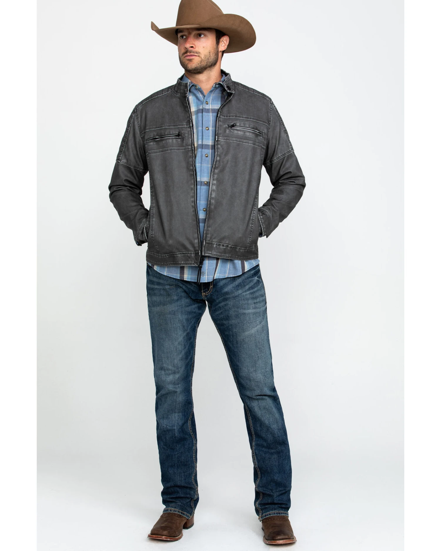 Moonshine Spirit Men's Gearhead Washed Faux Leather Moto Jacket - Image 6