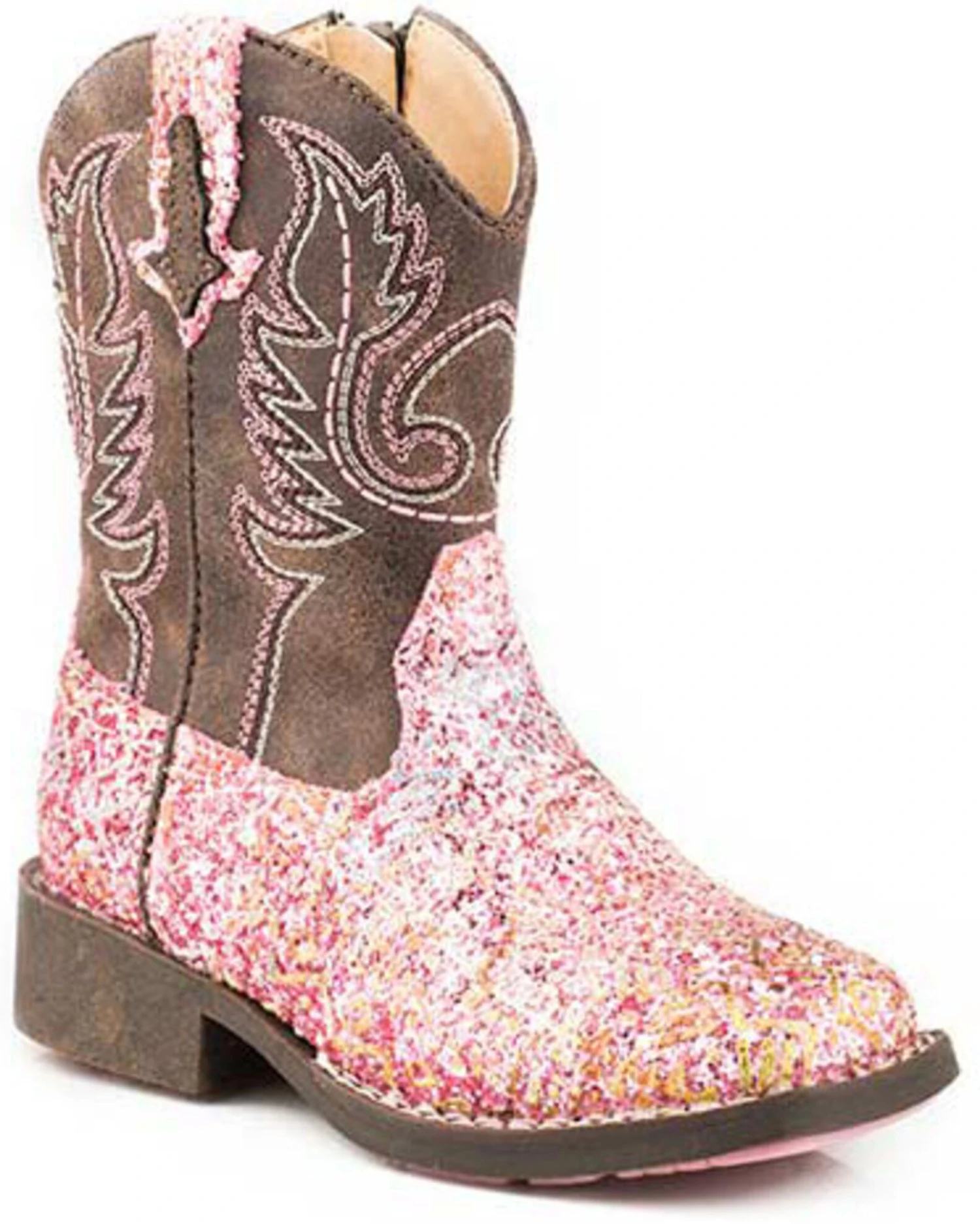 Roper Girls' Toddler Glitter Southwest Western Boots - Square Toe