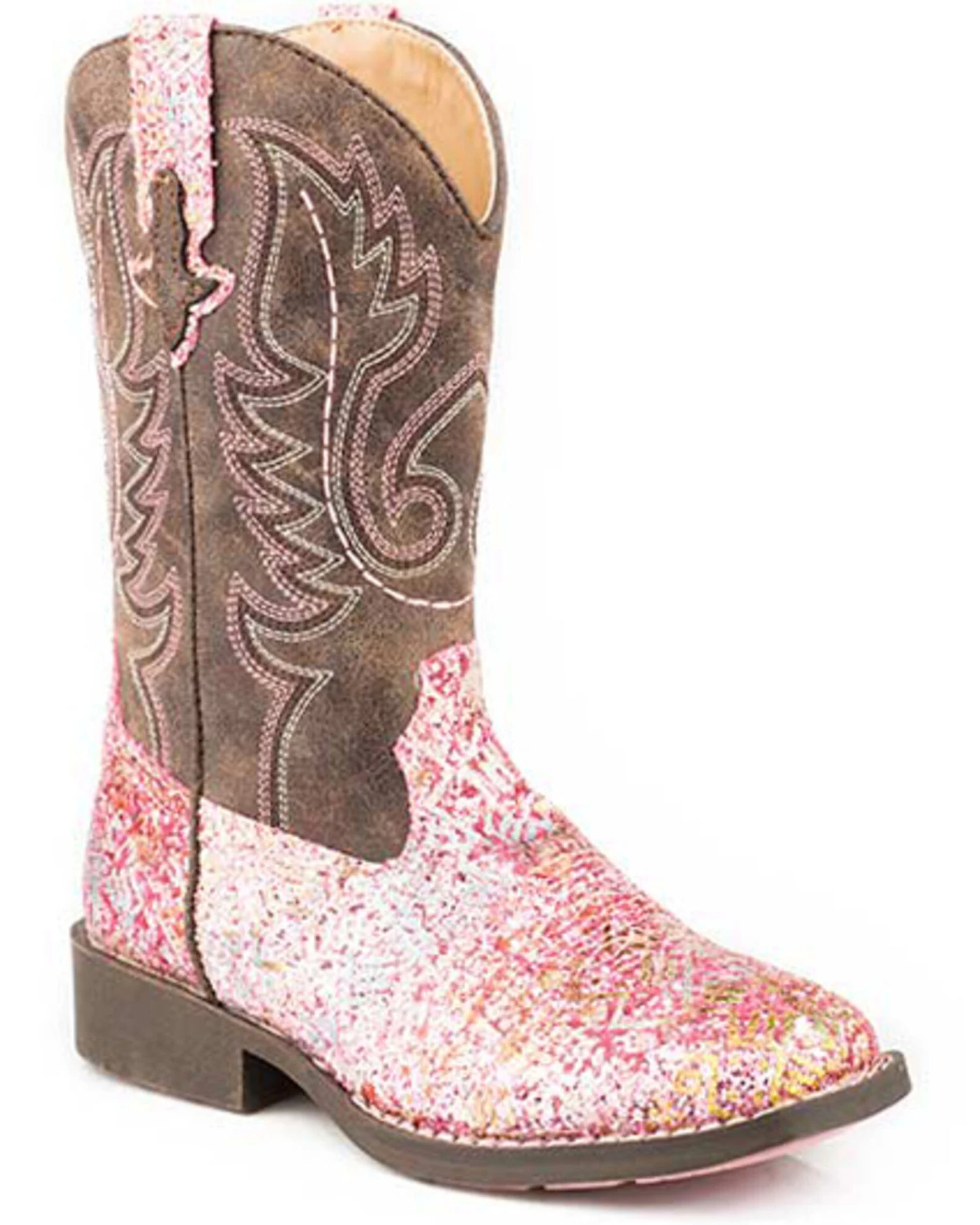 Roper Girls' Glitter Southwest Western Boots - Square Toe