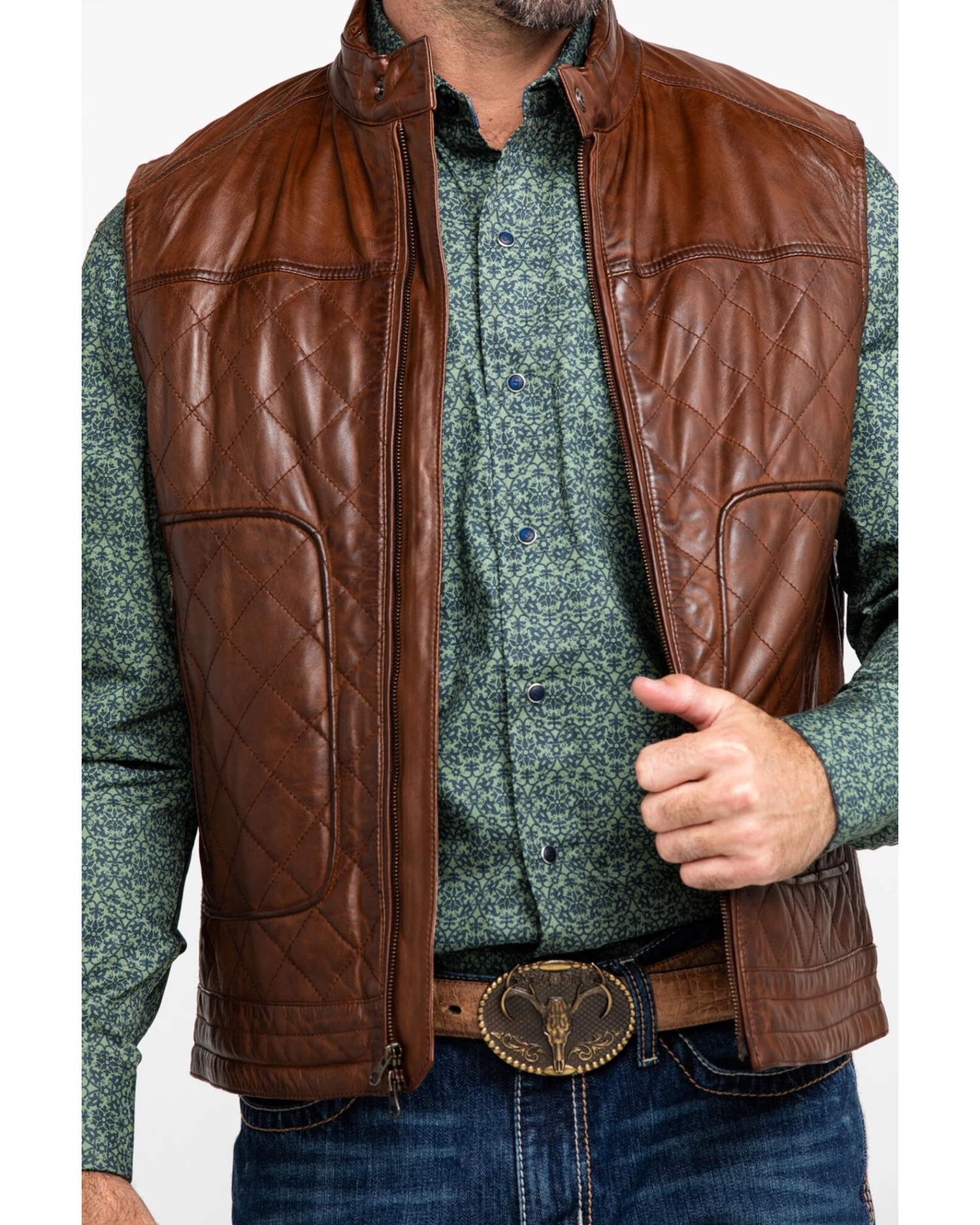 Scully Leatherwear Men's Quilted Leather VestĀ - Image 4