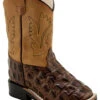 Old West Toddler Boys' Faux Horn Back Gator Print Western Boots - Broad Square Toe
