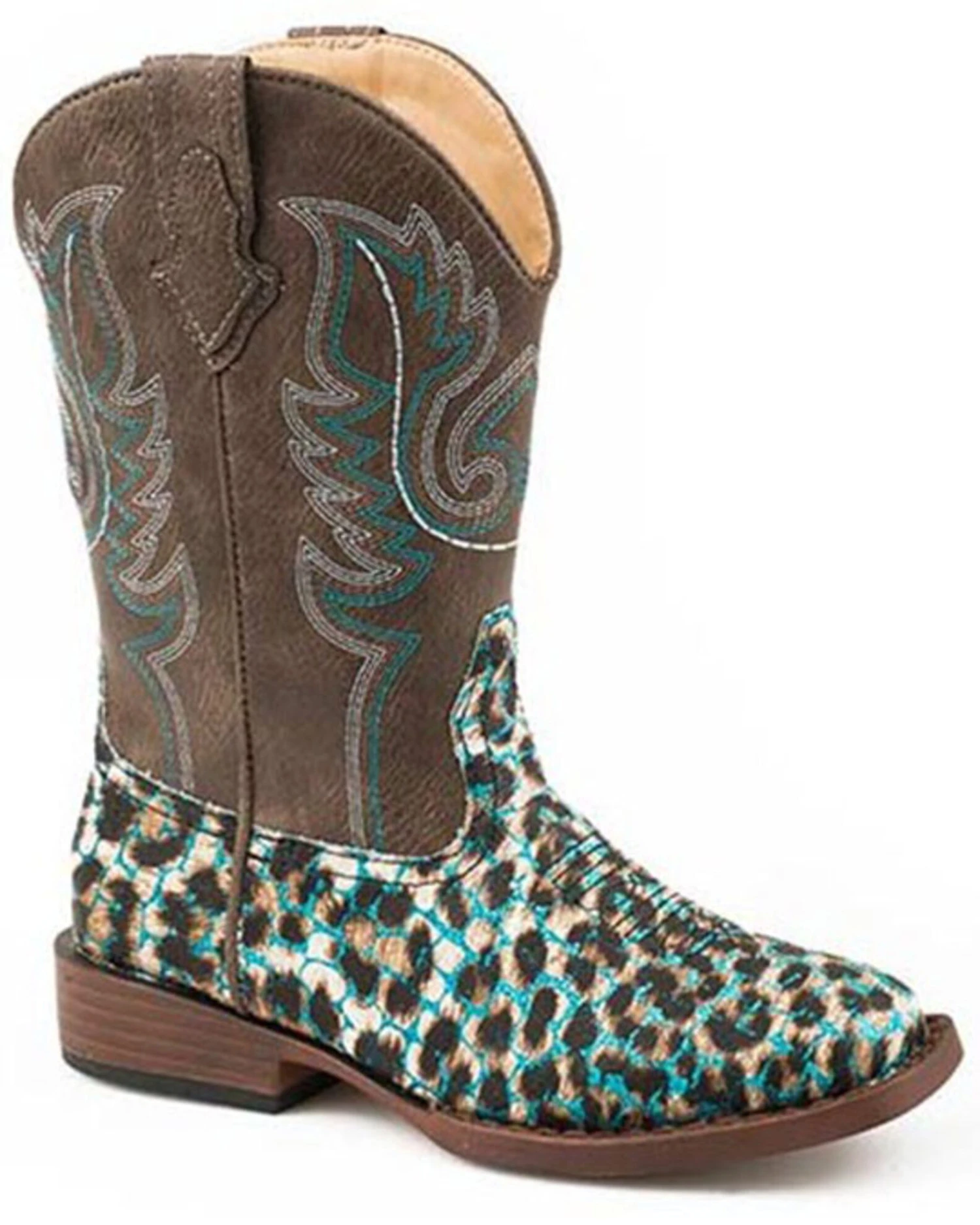 Roper Girls' Glitter Leopard Western Boots - Square Toe