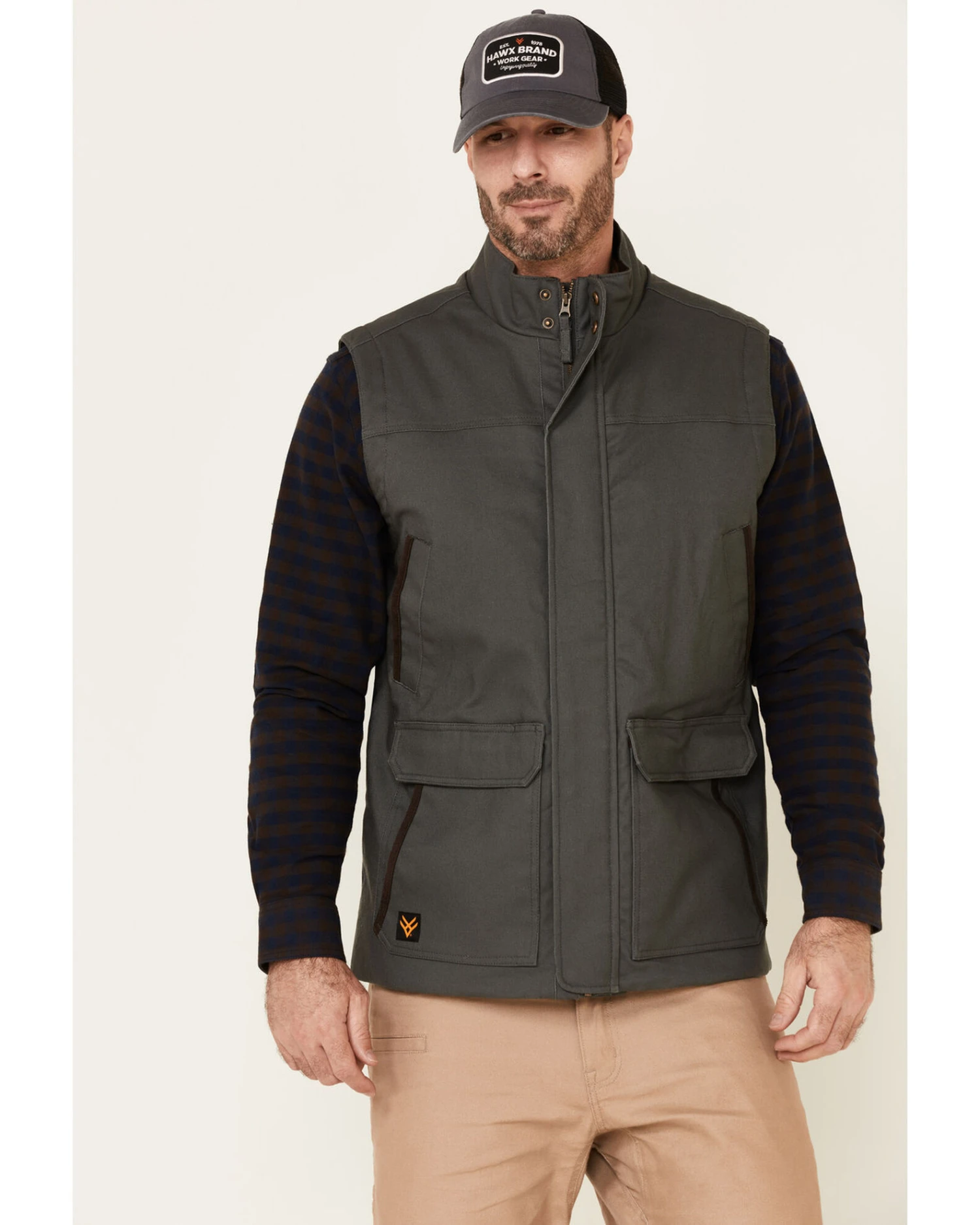 Hawx Men's Dark Gray Tejon Insulated Stretch Zip-Front Work VestÂ