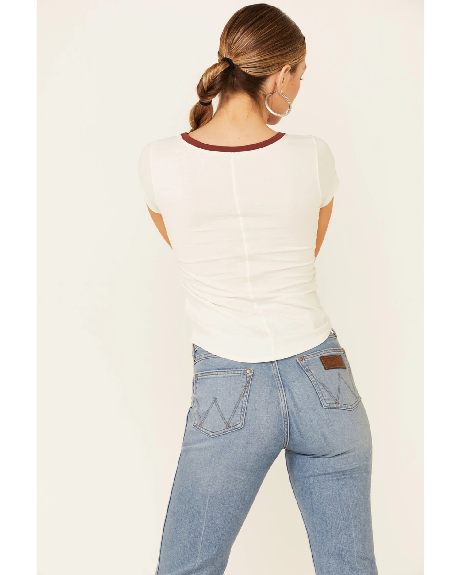 Shyanne Women's Off-White Horsing Around Graphic Short Sleeve Ringer Tee - Image 4