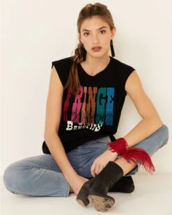 Shyanne Women's Fringe With Benefits Graphic Muscle TeeÂ