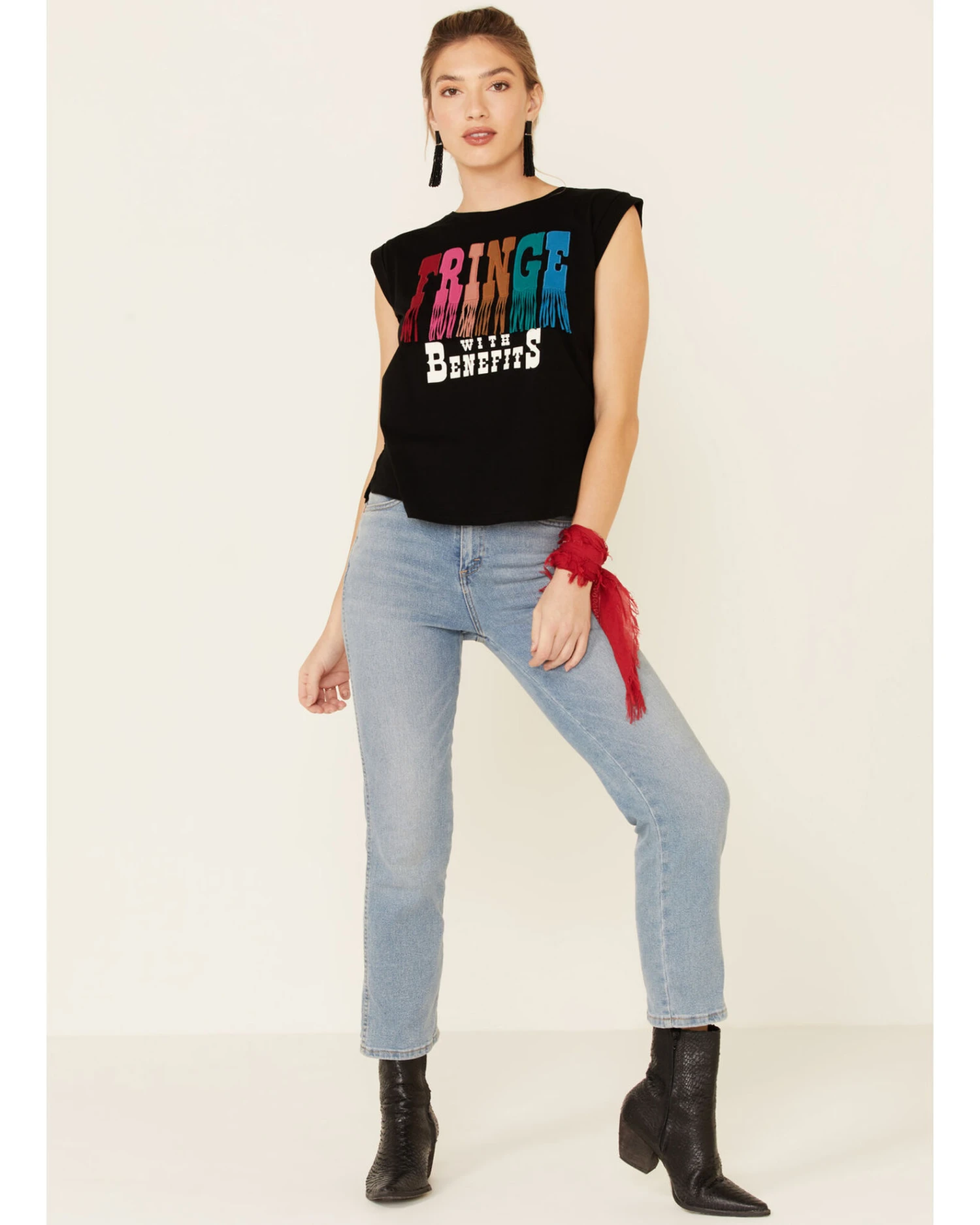 Shyanne Women's Fringe With Benefits Graphic Muscle Tee - Image 2