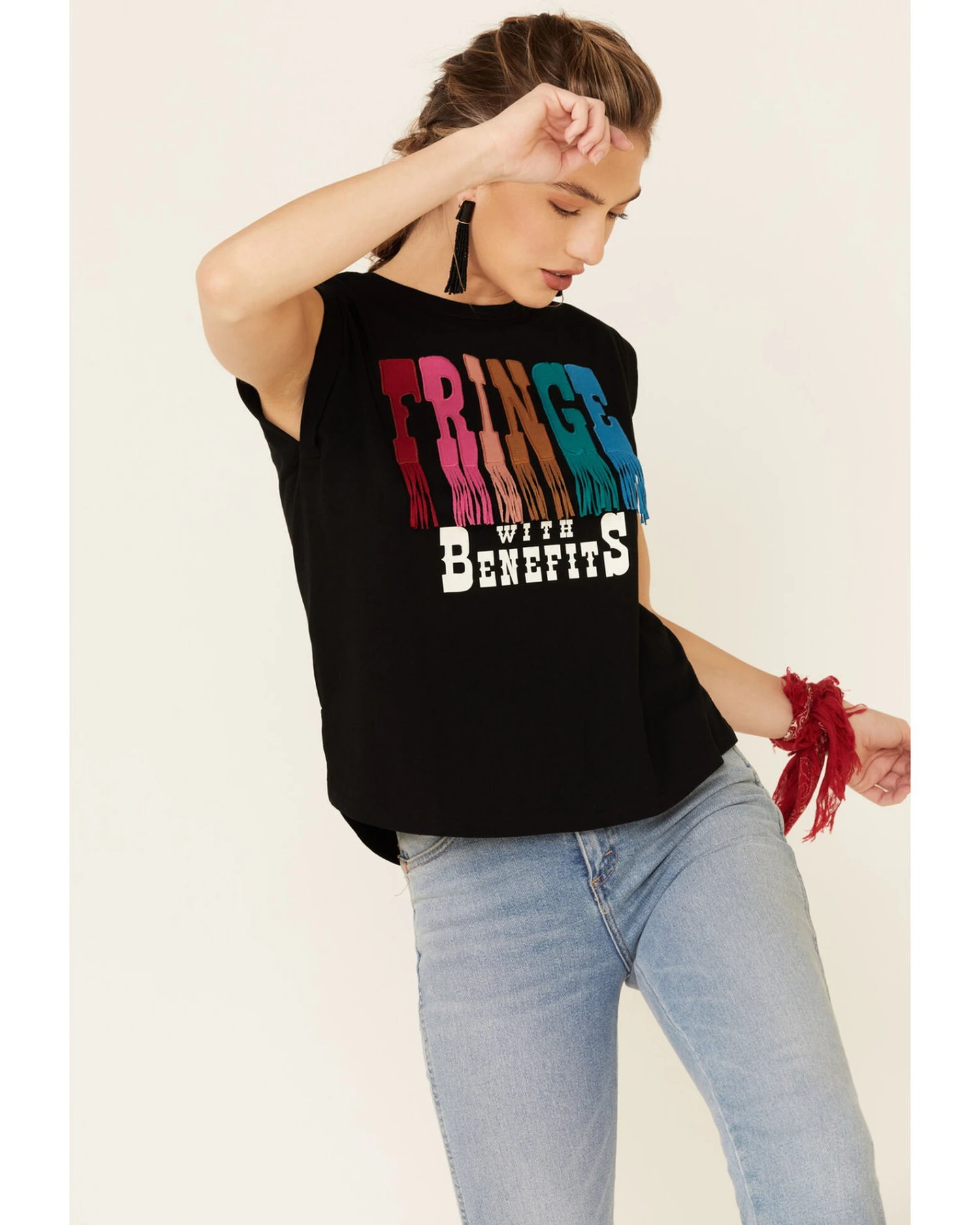 Shyanne Women's Fringe With Benefits Graphic Muscle Tee - Image 3