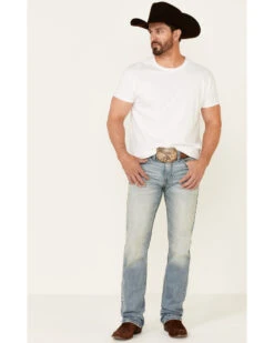 Moonshine Spirit Men's Wild West Light Wash Stretch Stackable Straight Jeans 
