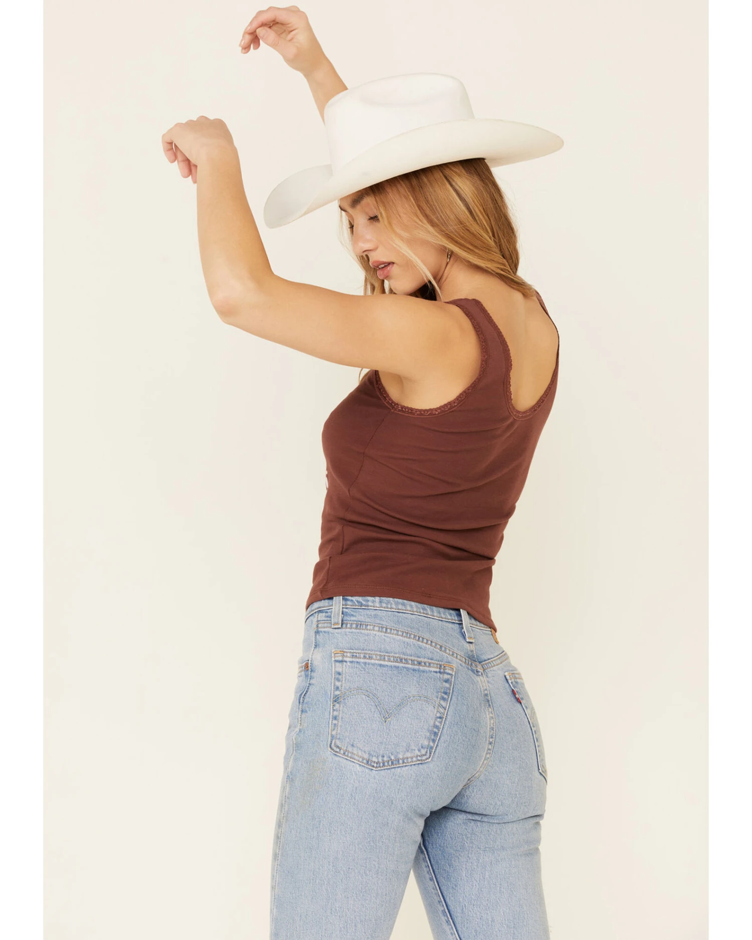 Bandit Brand Women's Hippie Heart Graphic Lace Trim TankĀ Top - Image 5