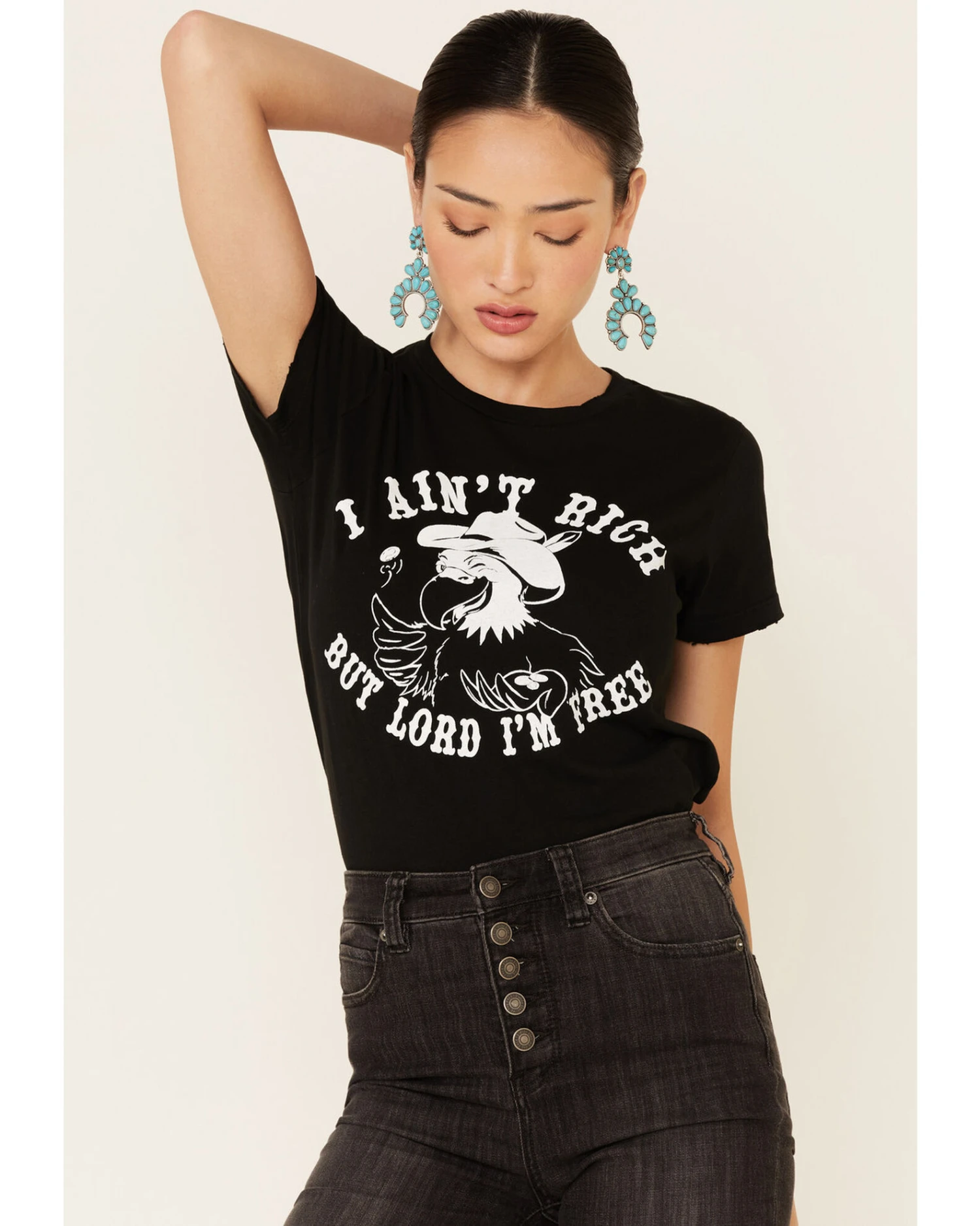 Bandit Brand Women's I Ain't Rich But Lord I'm Free Graphic Tee - Image 3