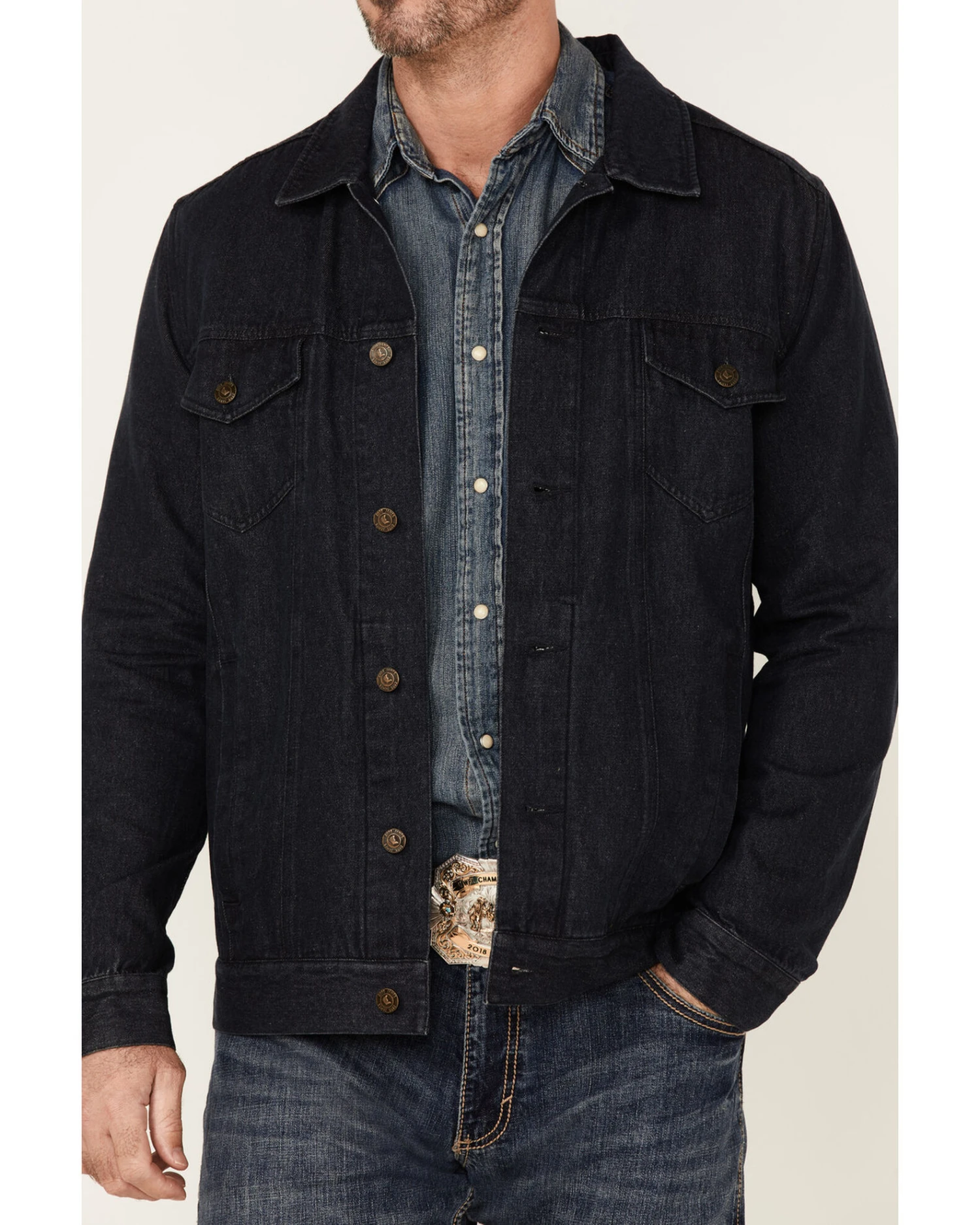 Cody James Men's Indigo Washed Button Down Unlined Denim Jacket - Image 3