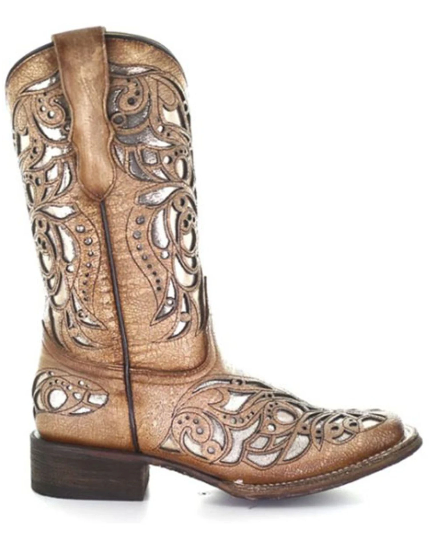 Corral Girls' Shiny Inlay Western Boots - Square Toe - Image 2