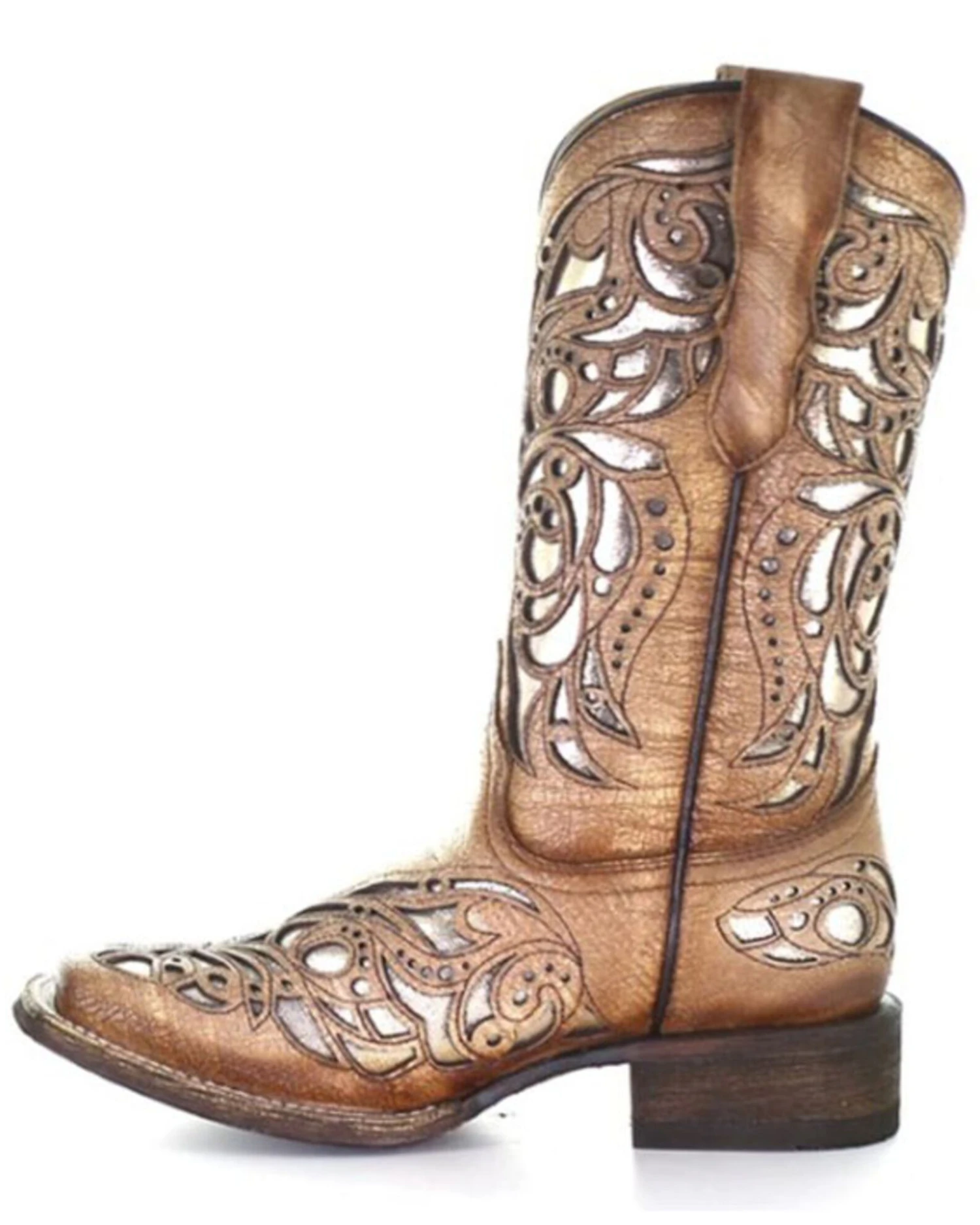 Corral Girls' Shiny Inlay Western Boots - Square Toe - Image 3