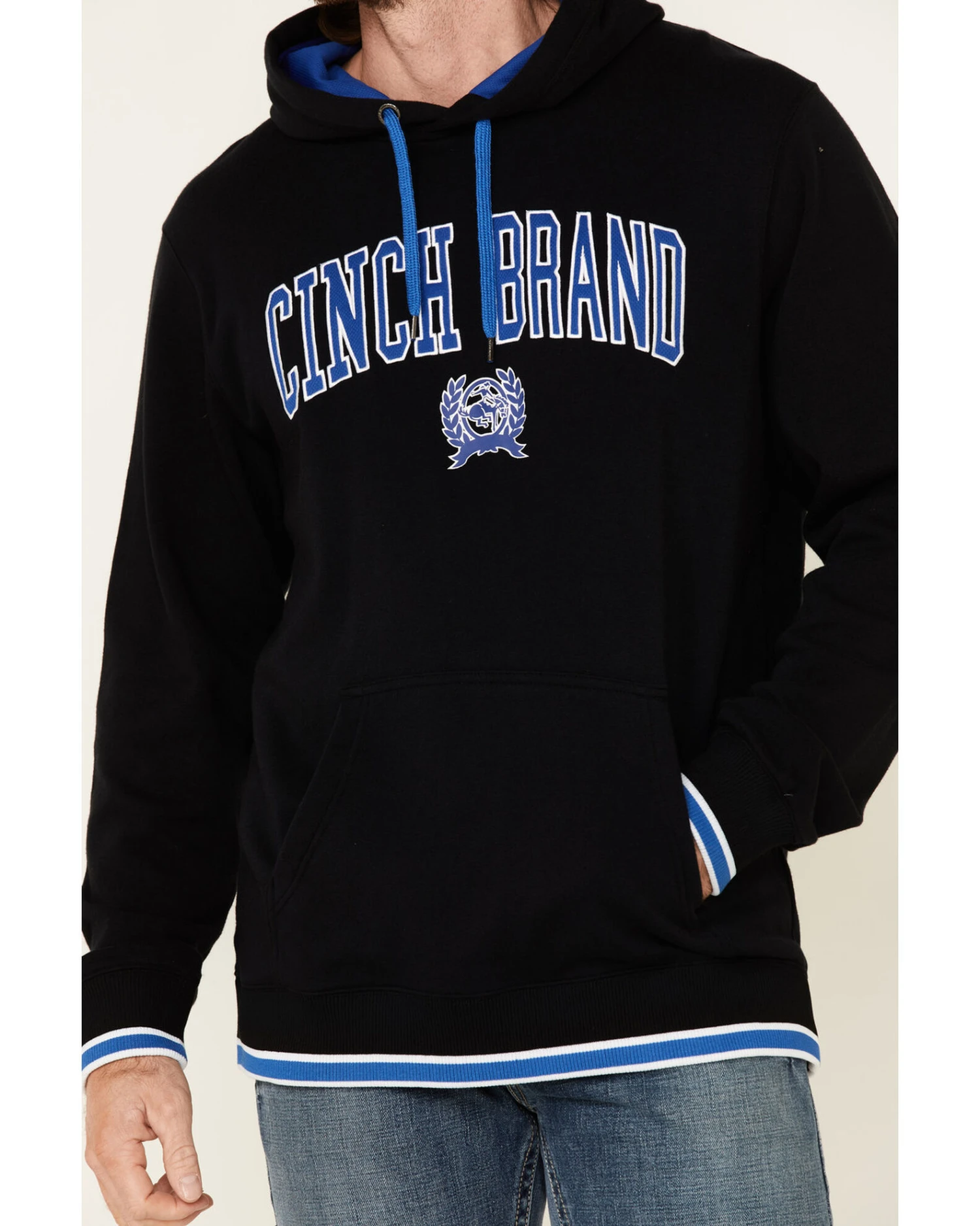 Cinch Men's Solid Black Logo Brand Hooded Sweatshirt - Image 3