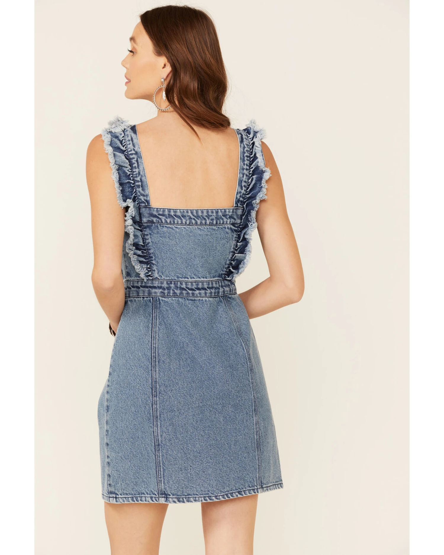 Revel Women's Fray Edge Ruffled Denim Dress - Image 4