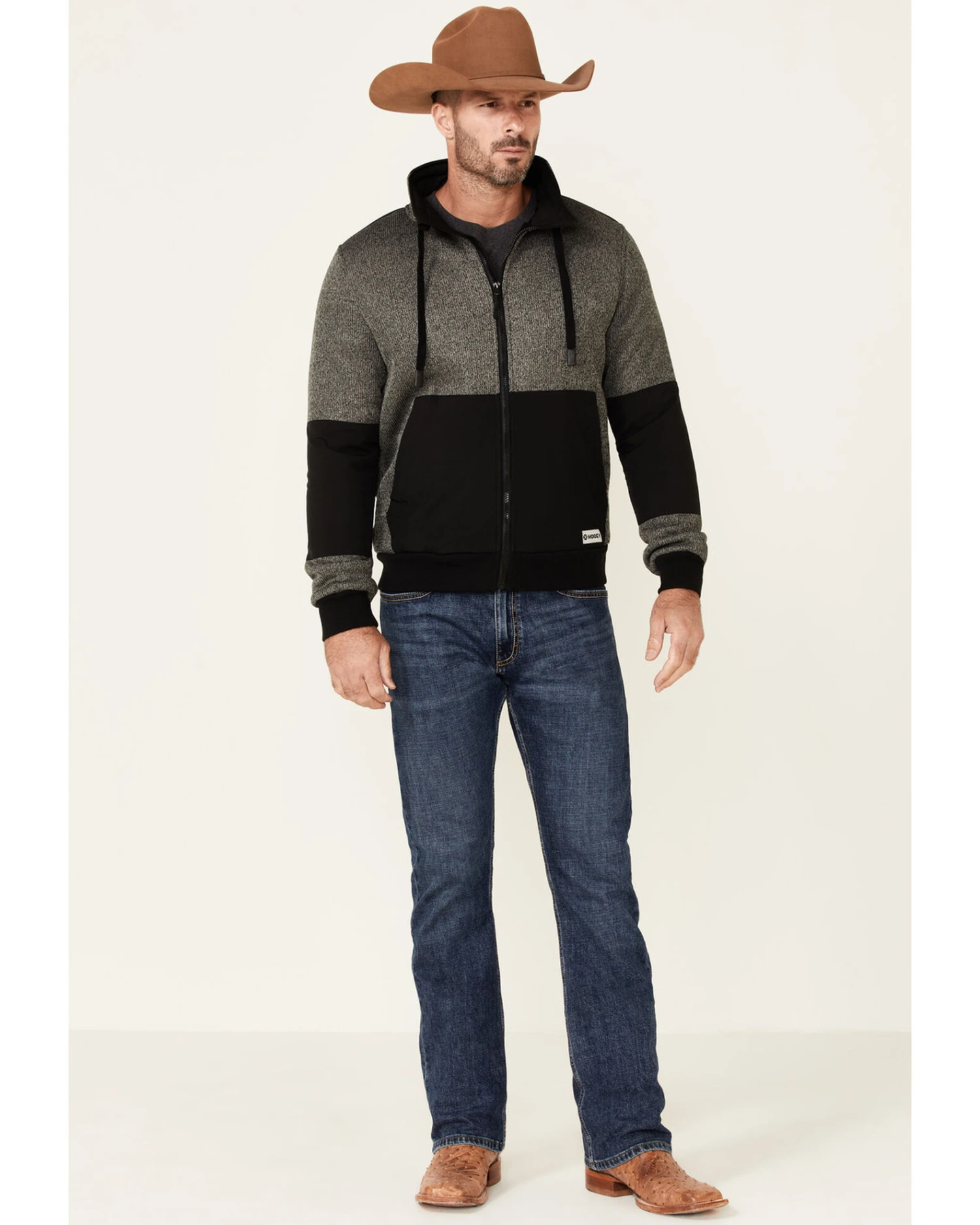 HOOey Men's Gray & Black Tech Fleece Zip-Front Jacket - Image 2