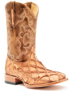 Cody James Men's Caramel Matte Pirarucu Exotic Western Boots - Broad Square ToeÂ