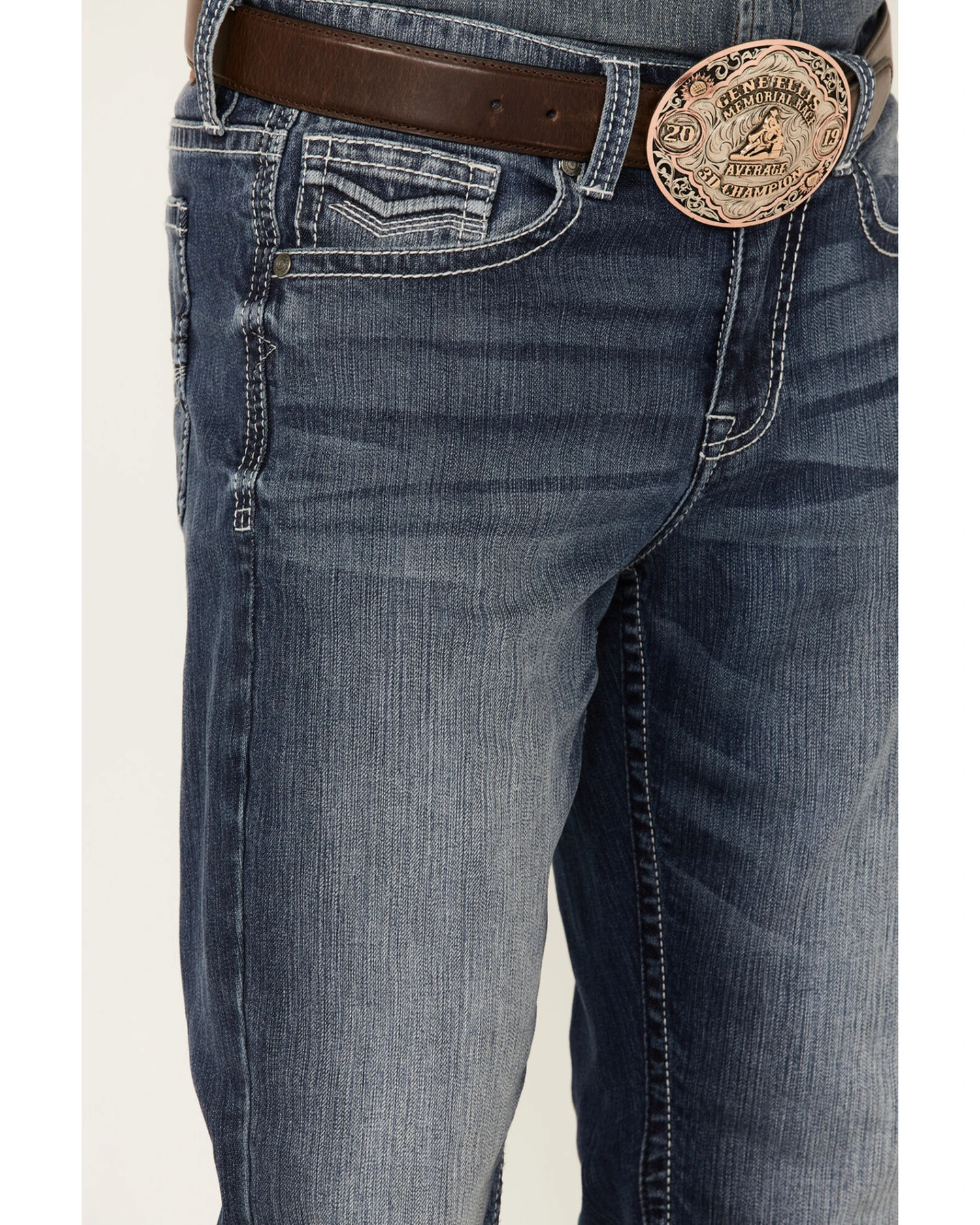 Cody James Men's Double Kicker Medium Dark Wash Stretch Relaxed Bootcut Jeans - Image 2