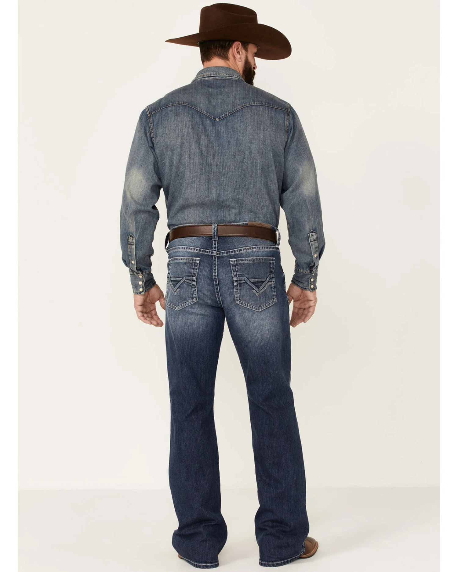 Cody James Men's Double Kicker Medium Dark Wash Stretch Relaxed Bootcut Jeans - Image 3