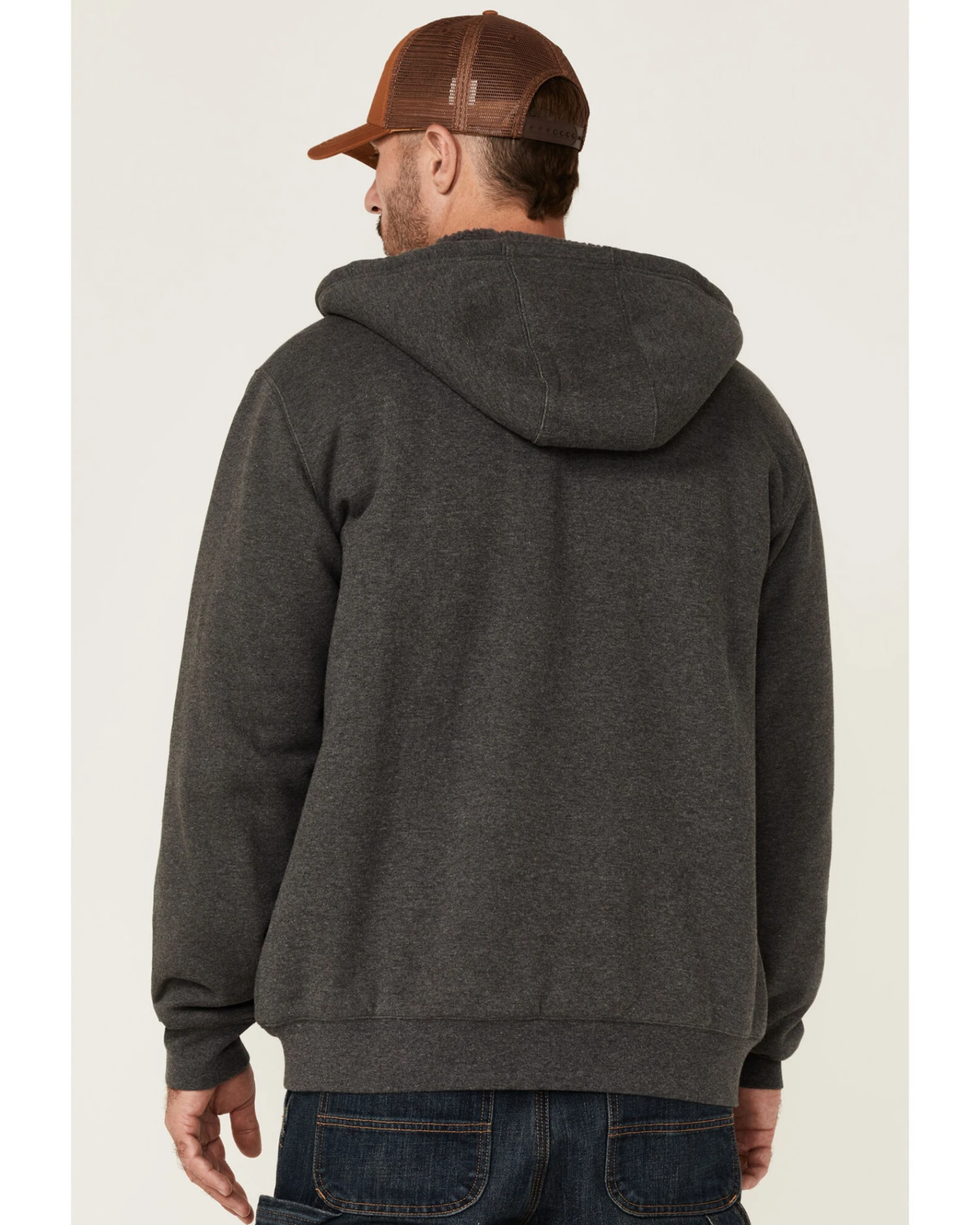 Hawx Men's Charcoal Sherpa-Lined Zip-Front Hooded Work Jacket - Image 4