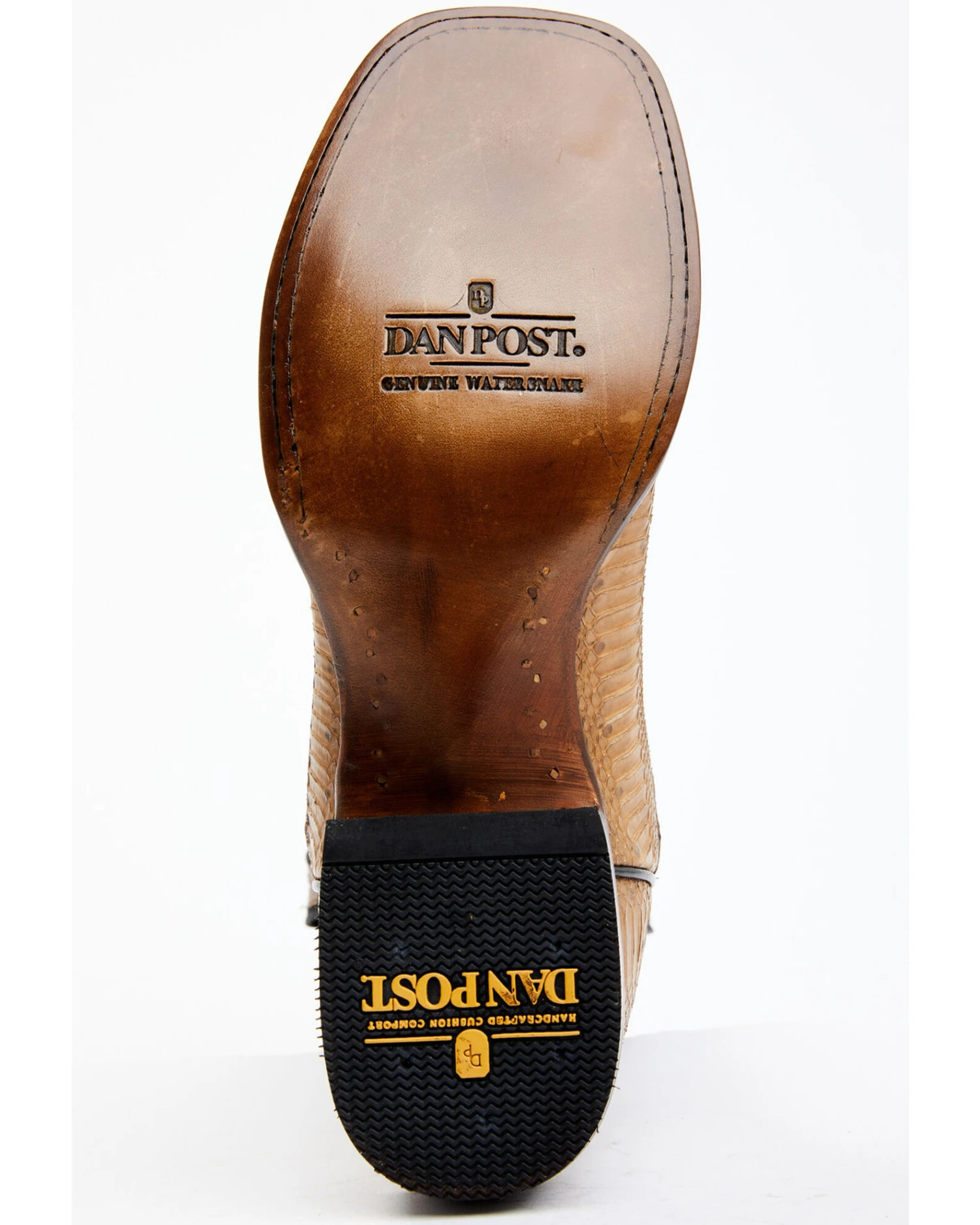 Dan Post Men's Taupe Water Snake Exotic Western Boots - Broad Square Toe - Image 7