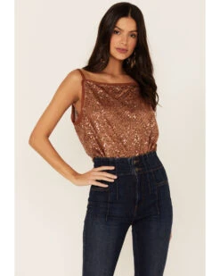 Free People Women's Shimmer & Shine Sequins Bodysuit