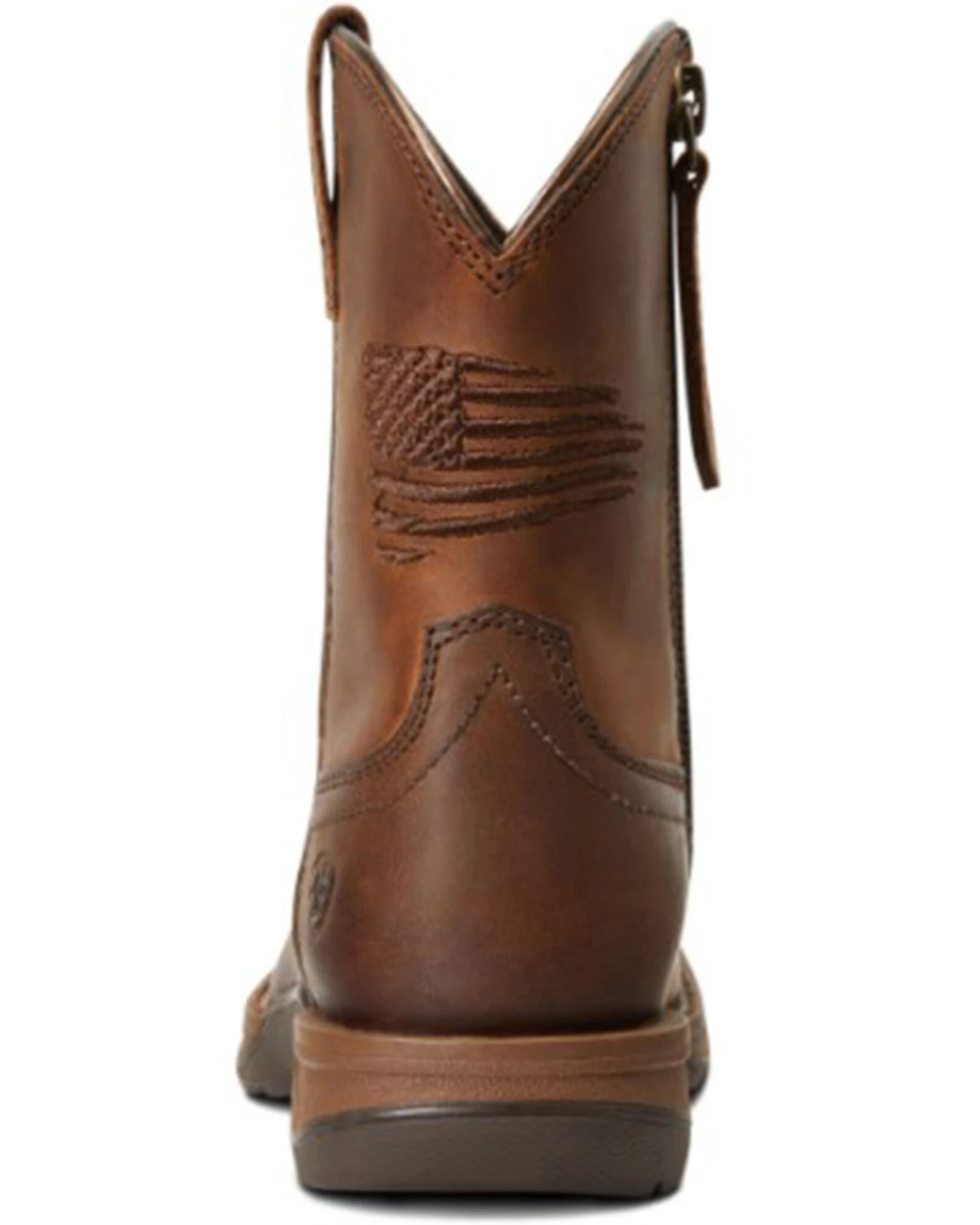 Ariat Boys' Anthem Patriot Easy Fit Distressed Brown Full-Grain Western Boot - Square Toe - Image 3