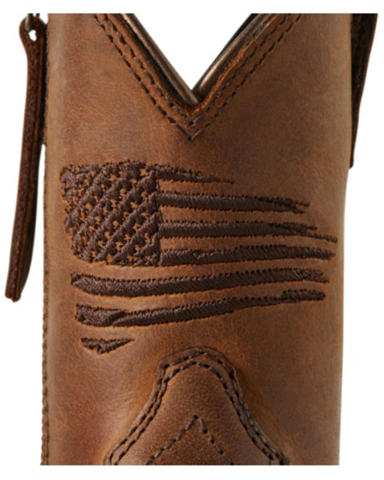 Ariat Boys' Anthem Patriot Easy Fit Distressed Brown Full-Grain Western Boot - Square Toe - Image 6