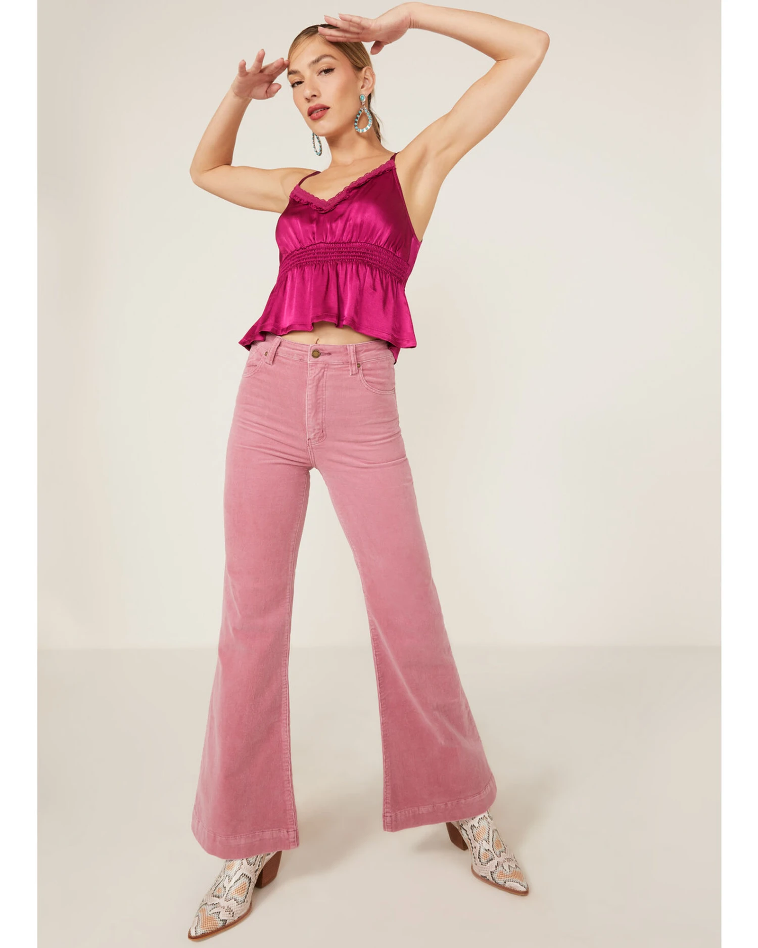 Shyanne Women's Fuchsia Satin Smocked Empire Cami - Image 4