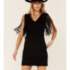 Idyllwind Women's Lady Bird Faux Suede Fringe Muscle Sleeve Dress