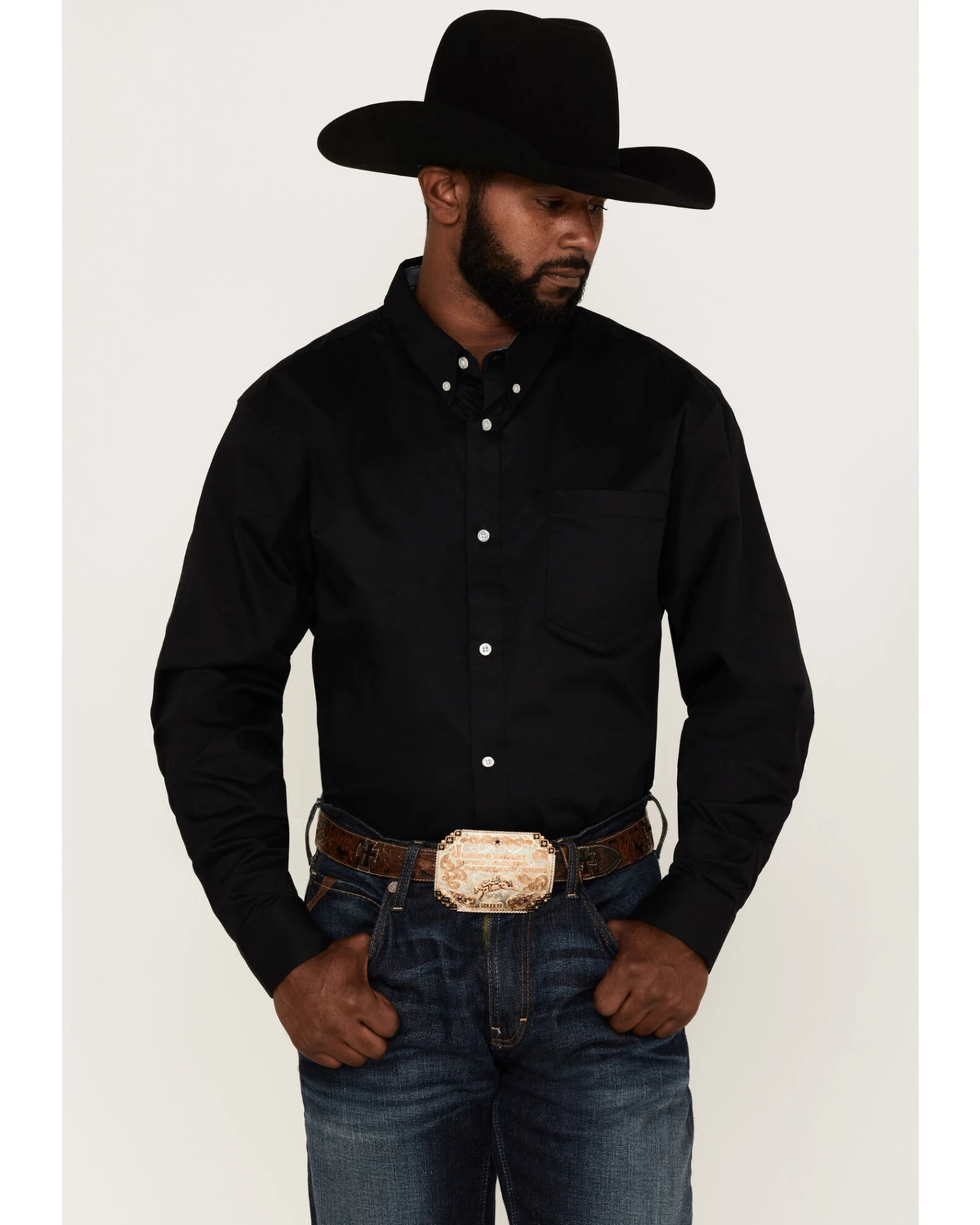 RANK 45 Men's Basic Twill Long Sleeve Button-Down Western Shirt - BigÂ