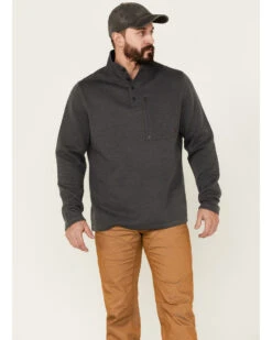 Brothers & Sons Men's Solid Quilt Weathered Mock 1/4 Button Front Pullover