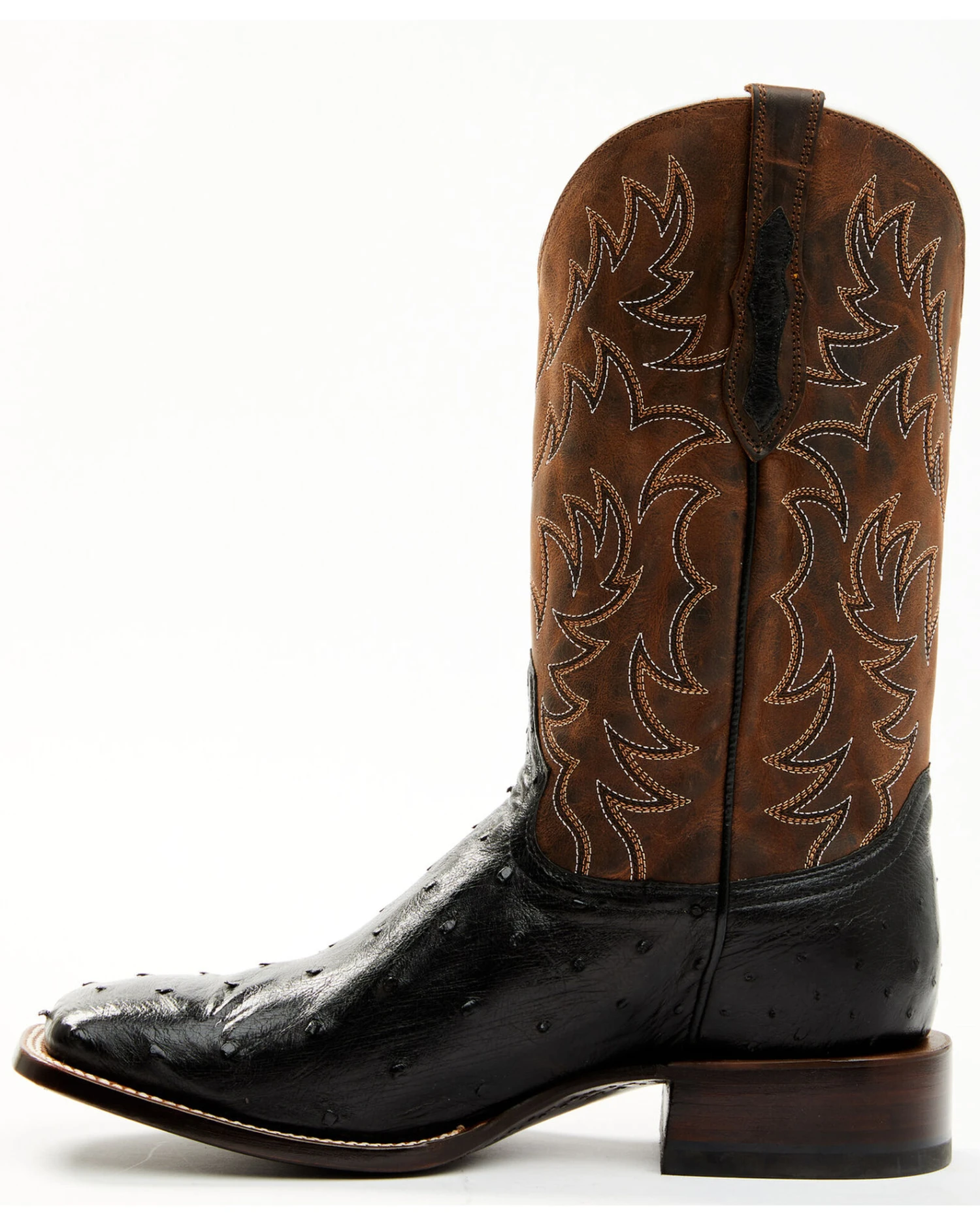 Cody James Men's Saddle Black Full-Quill Ostrich Exotic Western Boots - Broad Square Toe - Image 3