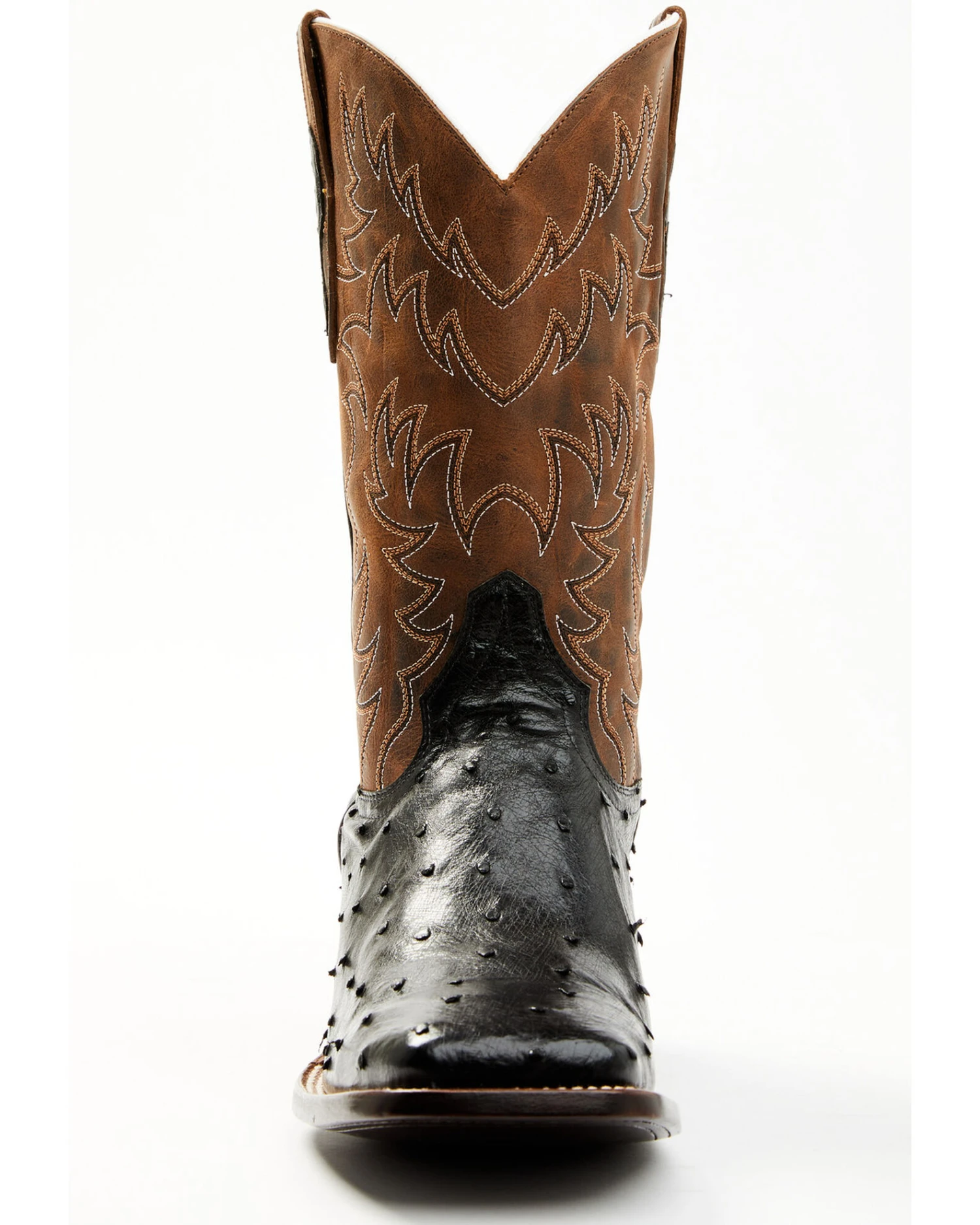 Cody James Men's Saddle Black Full-Quill Ostrich Exotic Western Boots - Broad Square Toe - Image 4