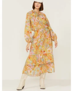 Show Me Your Mumu Women's Cait Midi Groovy Blooms Midi Dress