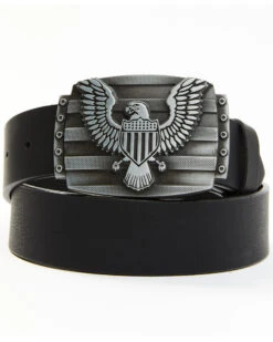 Brothers & Sons Men's Eagle Plaque Leather Belt