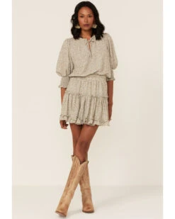 Saints & Hearts Women's Animal Print Smocked Waist DressĀ