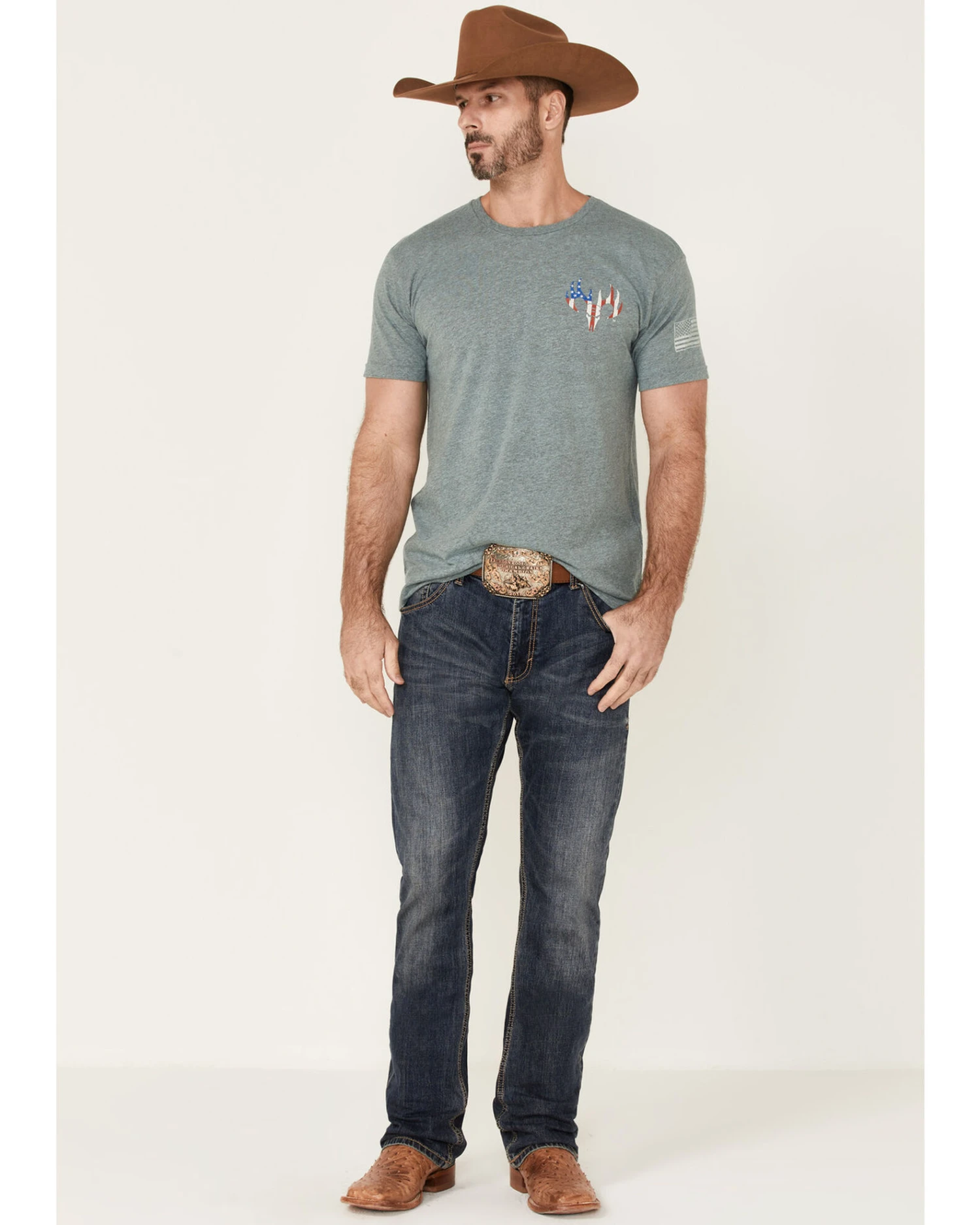 Buck Wear Men's Gray Dangerous Freedom Graphic Short Sleeve T-Shirt - Image 2