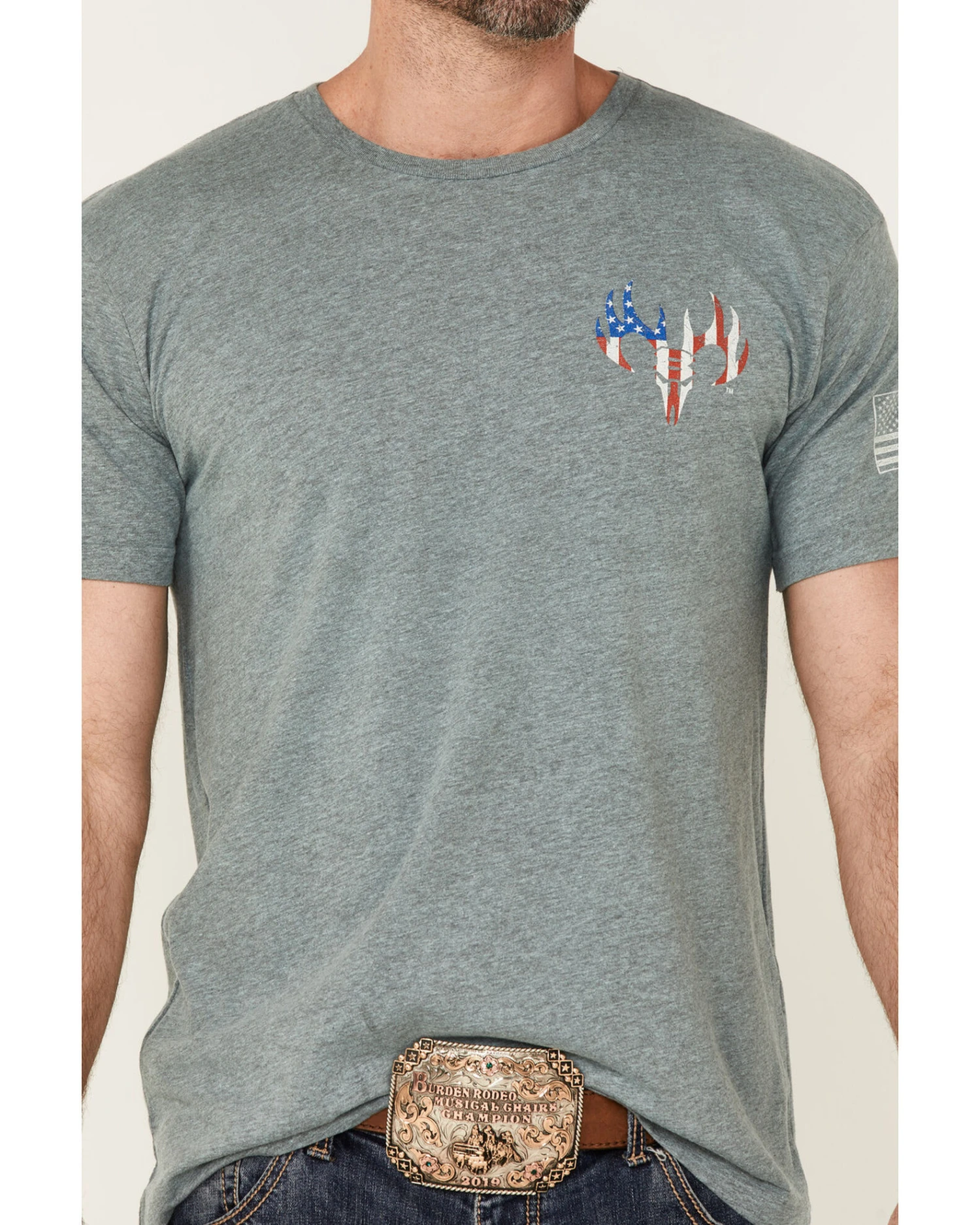 Buck Wear Men's Gray Dangerous Freedom Graphic Short Sleeve T-Shirt - Image 3